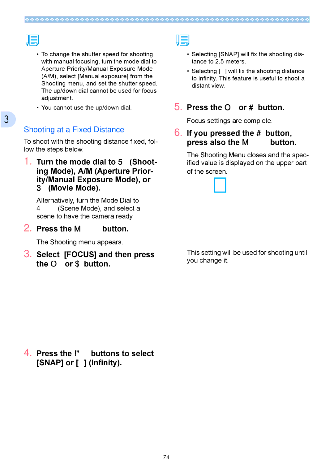 Ricoh Caplio GX operation manual Shooting at a Fixed Distance 