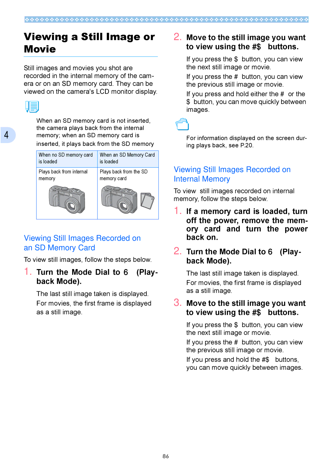 Ricoh Caplio GX operation manual Viewing a Still Image or Movie, Viewing Still Images Recorded on an SD Memory Card 