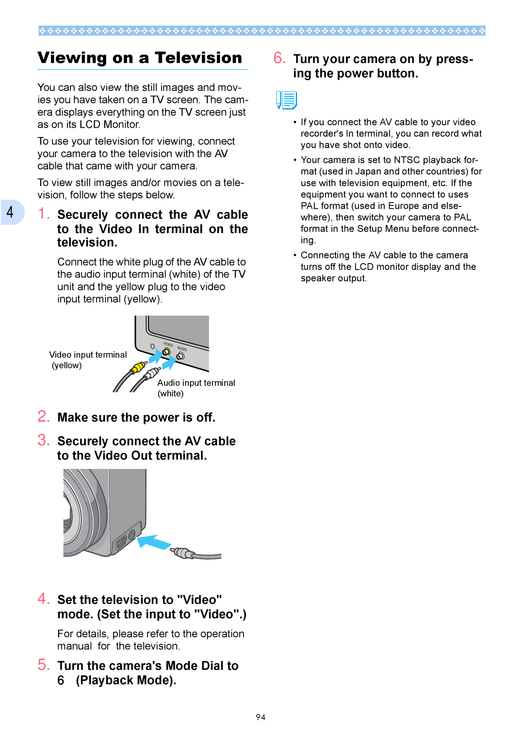 Ricoh Caplio GX operation manual Viewing on a Television 