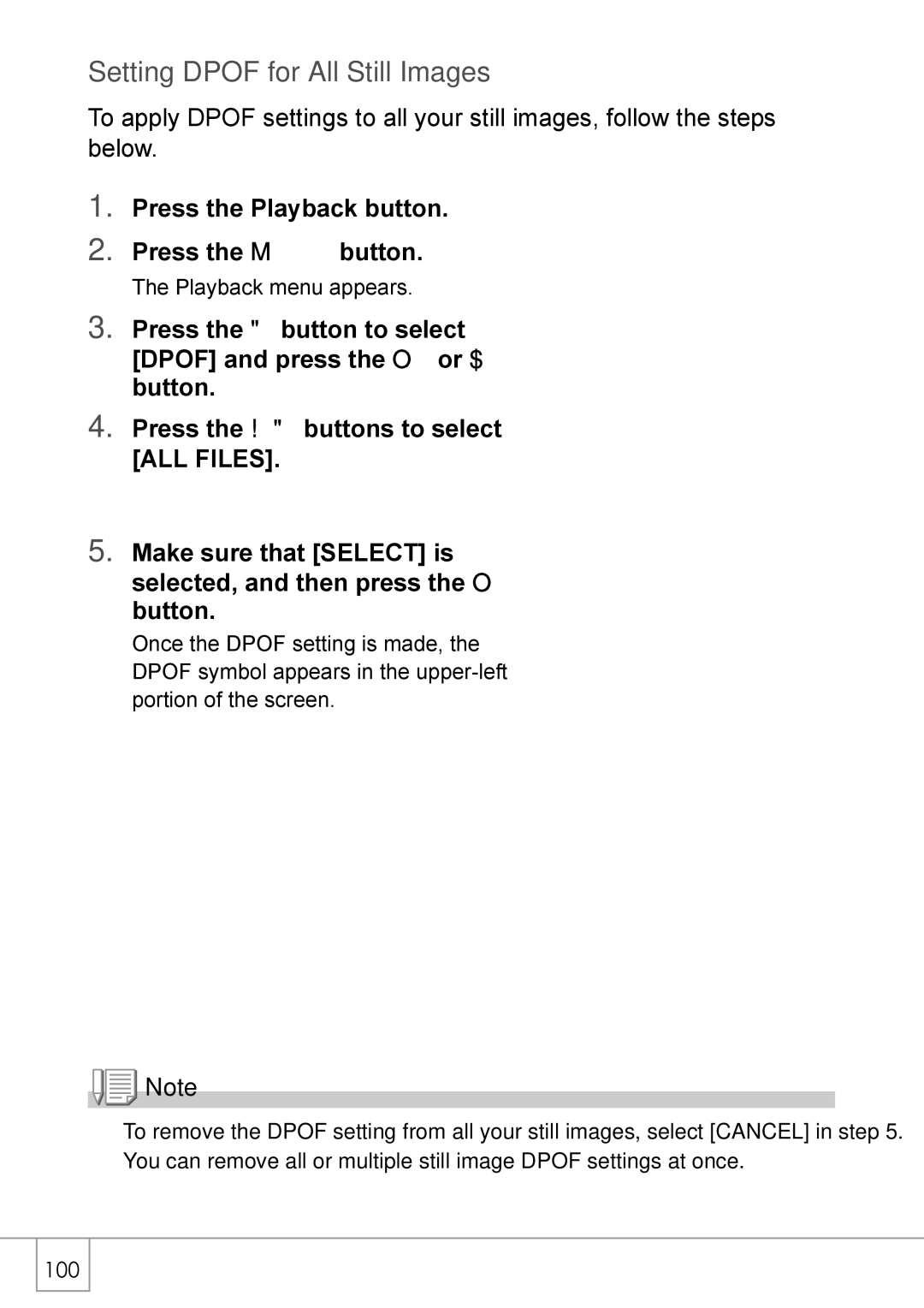 Ricoh Caplio R2 manual Setting Dpof for All Still Images, Press the Playback button Press the M button 