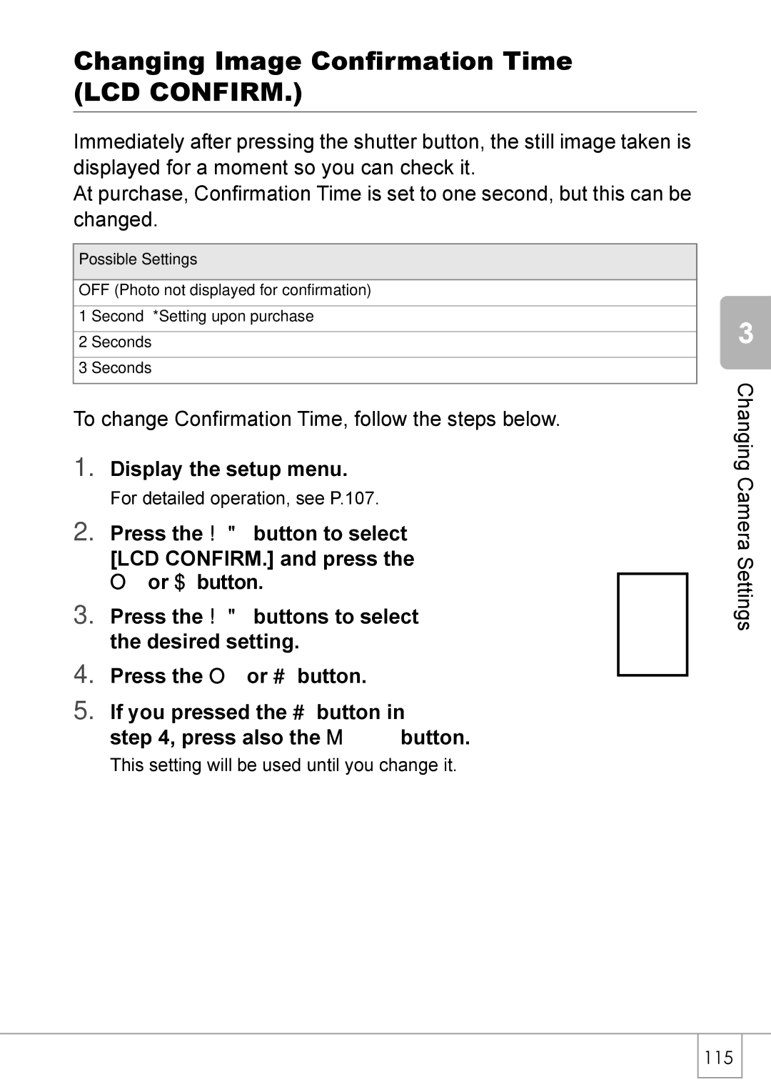 Ricoh Caplio R2 manual Changing Image Confirmation Time LCD Confirm 