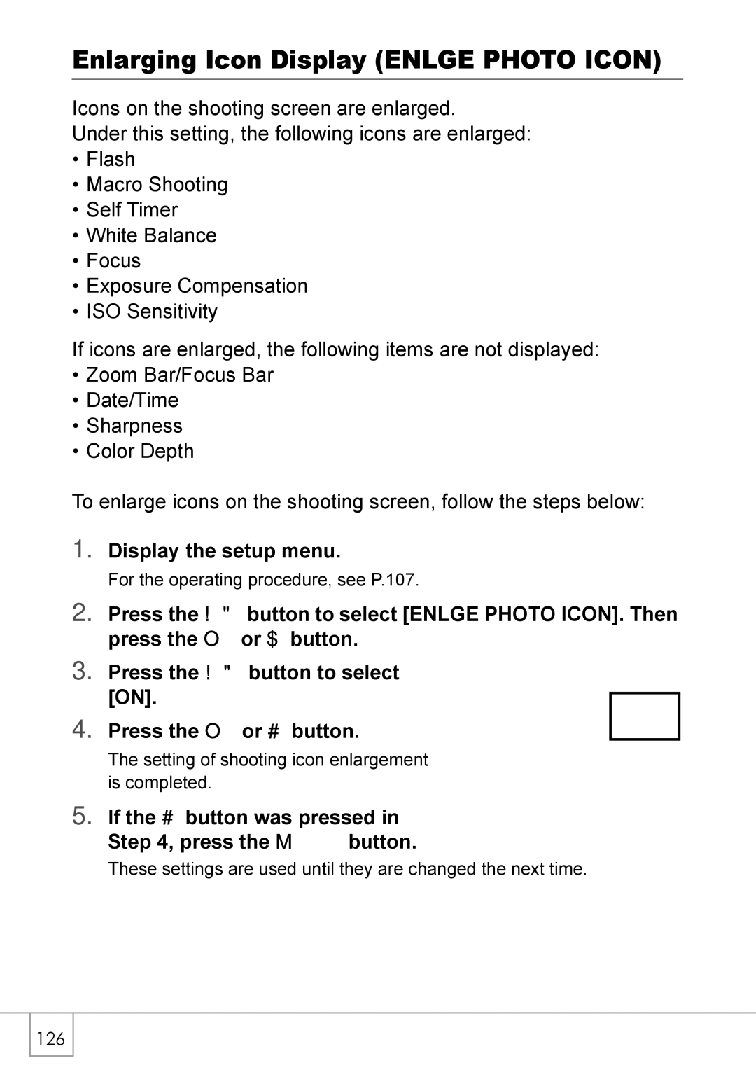 Ricoh Caplio R2 manual Enlarging Icon Display Enlge Photo Icon, Display the setup menu 