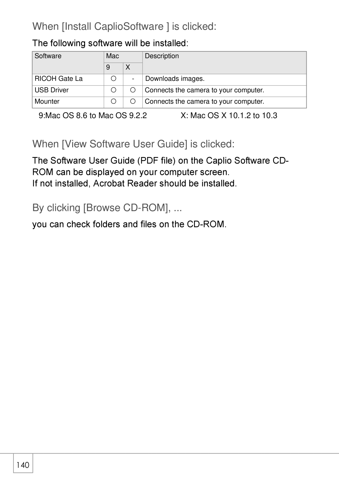 Ricoh Caplio R2 manual When Install CaplioSoftware is clicked, By clicking Browse CD-ROM 