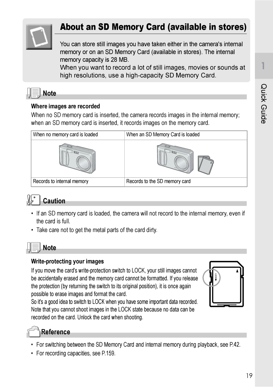 Ricoh Caplio R2 manual About an SD Memory Card available in stores, Where images are recorded, Write-protecting your images 