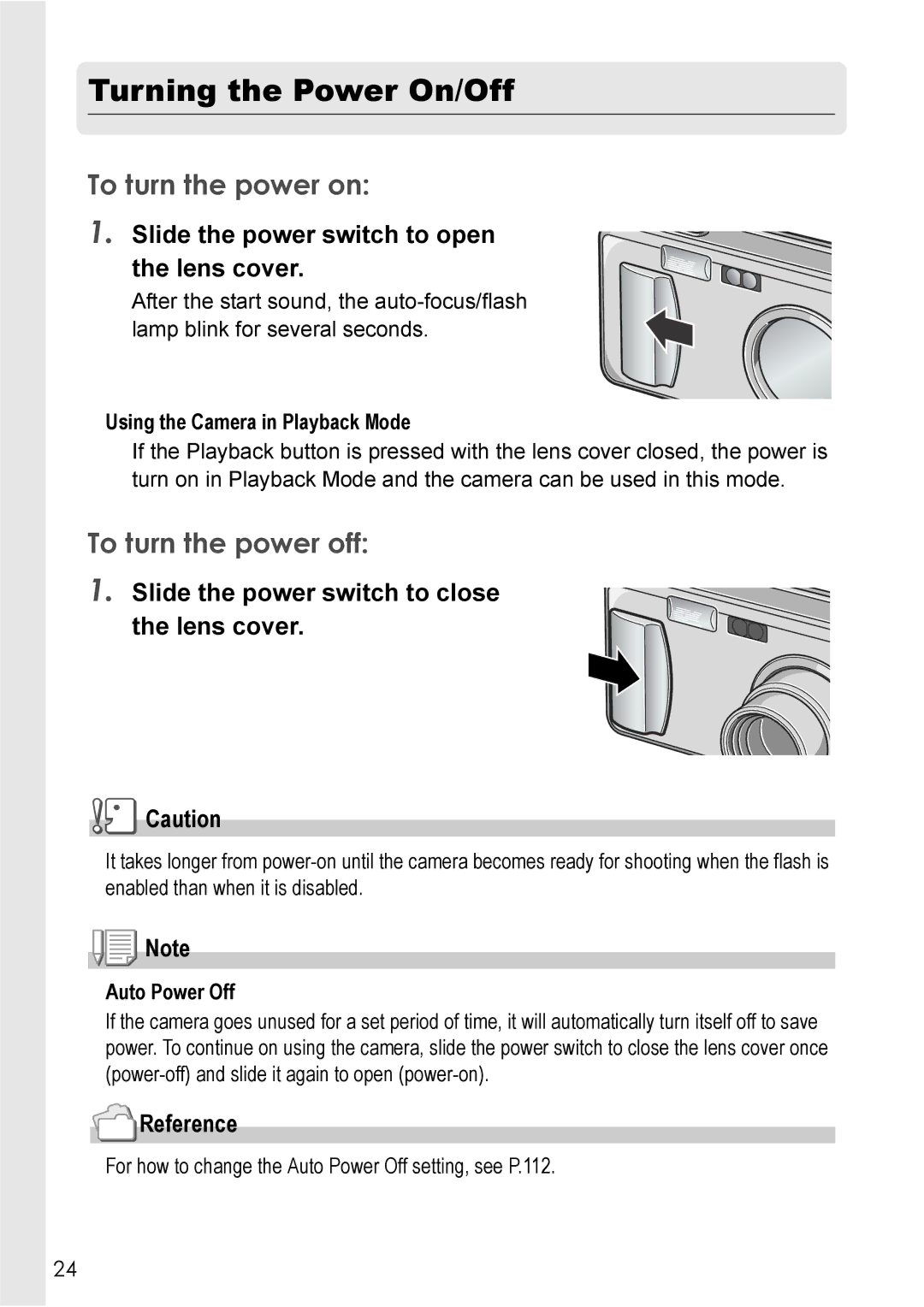 Ricoh Caplio R2 manual Turning the Power On/Off, To turn the power on, To turn the power off 