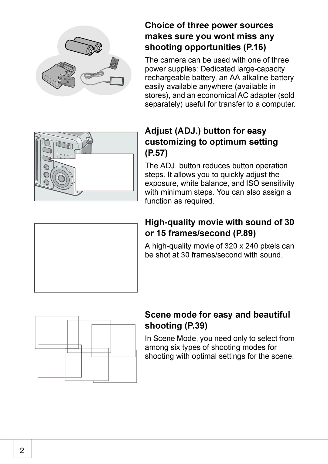 Ricoh Caplio R2 manual High-quality movie with sound of 30 or 15 frames/second P.89 