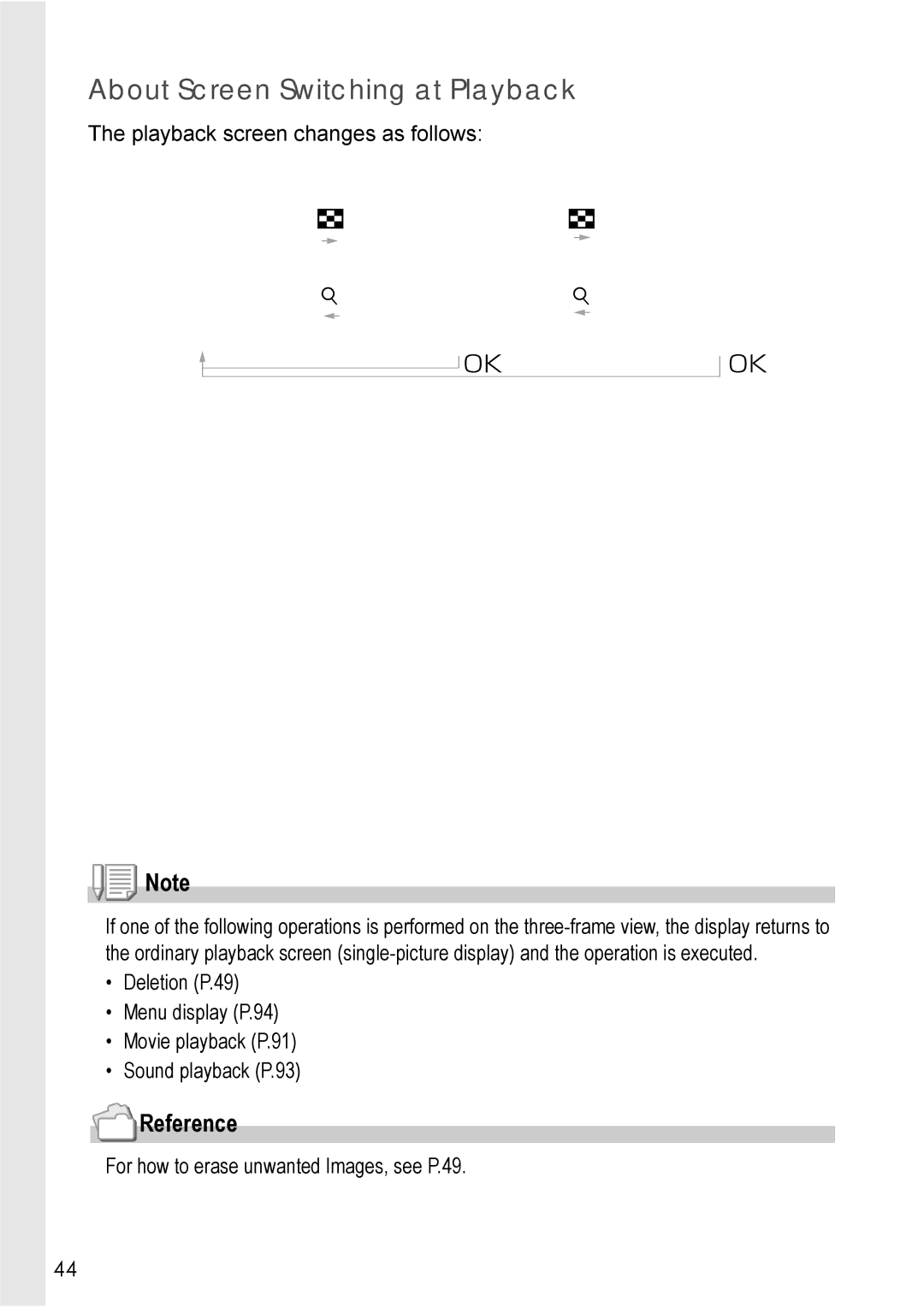 Ricoh Caplio R2 manual About Screen Switching at Playback 