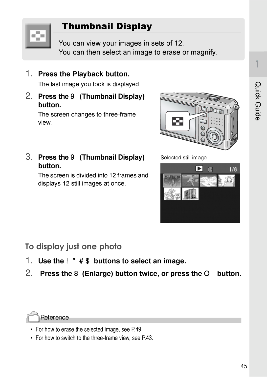 Ricoh Caplio R2 manual To display just one photo, Press the 9 Thumbnail Display, Button 