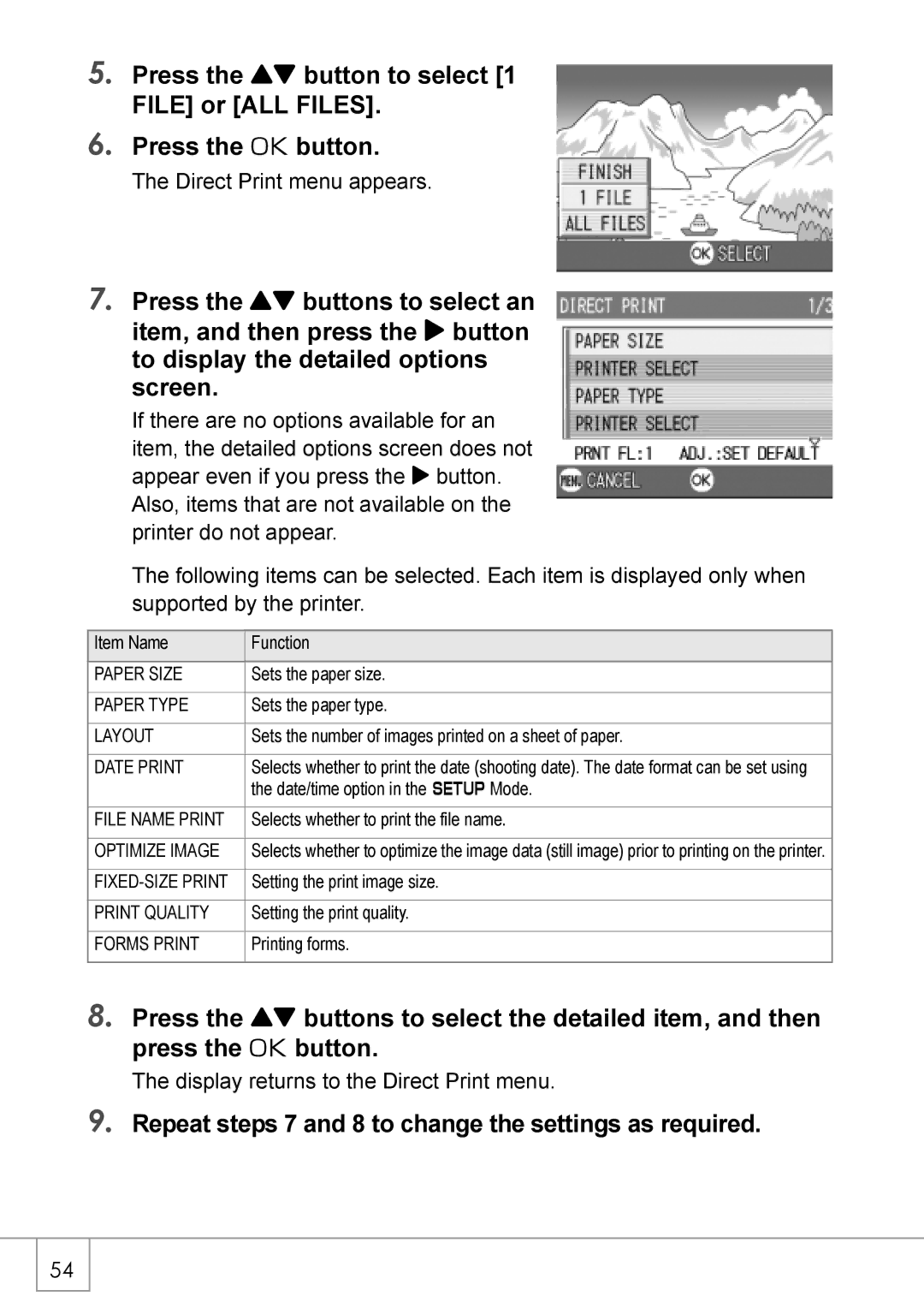 Ricoh Caplio R2 manual Repeat steps 7 and 8 to change the settings as required, Date Print 