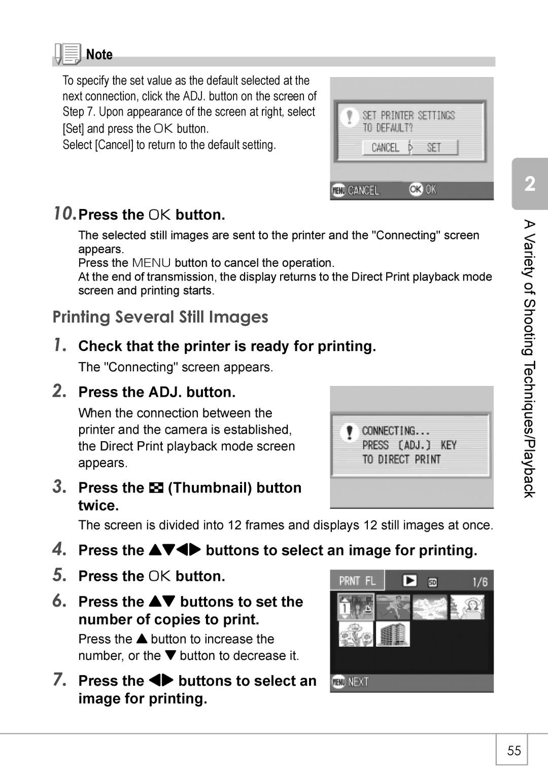 Ricoh Caplio R2 manual Printing Several Still Images, Press the #$ buttons to select an image for printing 