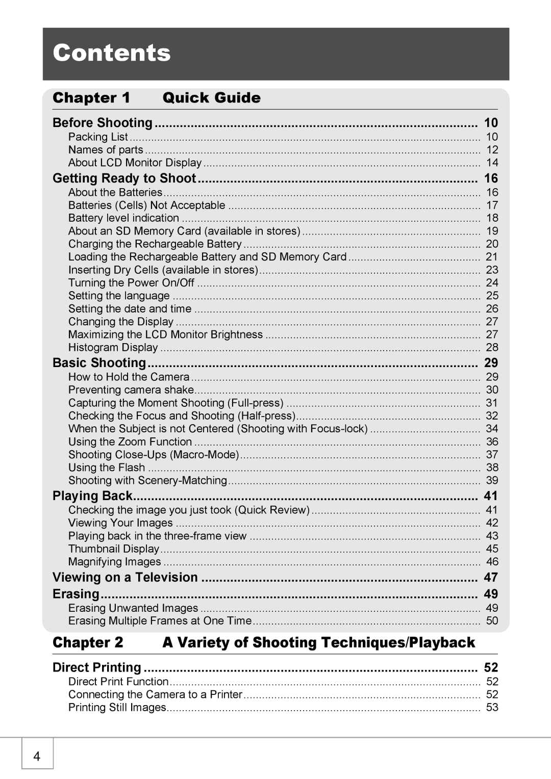 Ricoh Caplio R2 manual Contents 