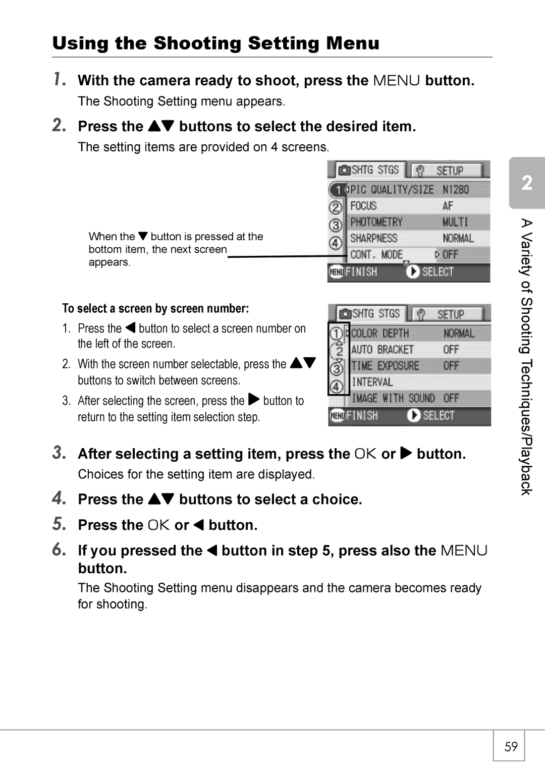 Ricoh Caplio R2 manual Using the Shooting Setting Menu, With the camera ready to shoot, press the M button 