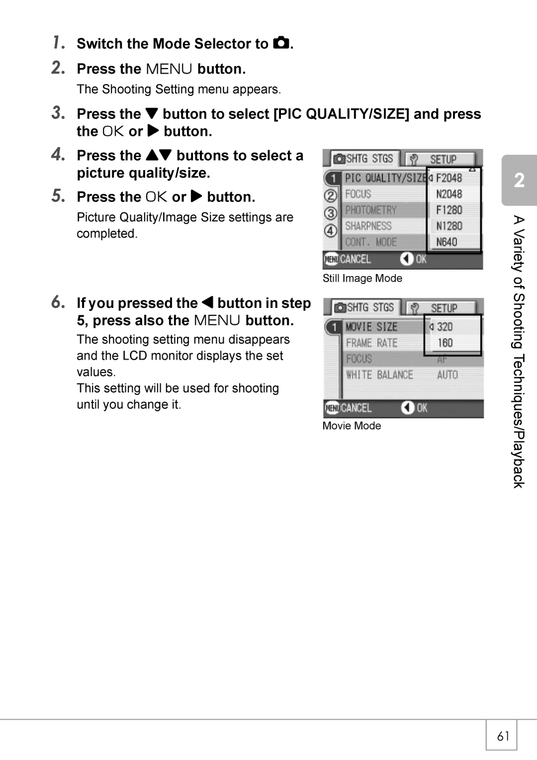 Ricoh Caplio R2 manual Switch the Mode Selector to Press the M button 