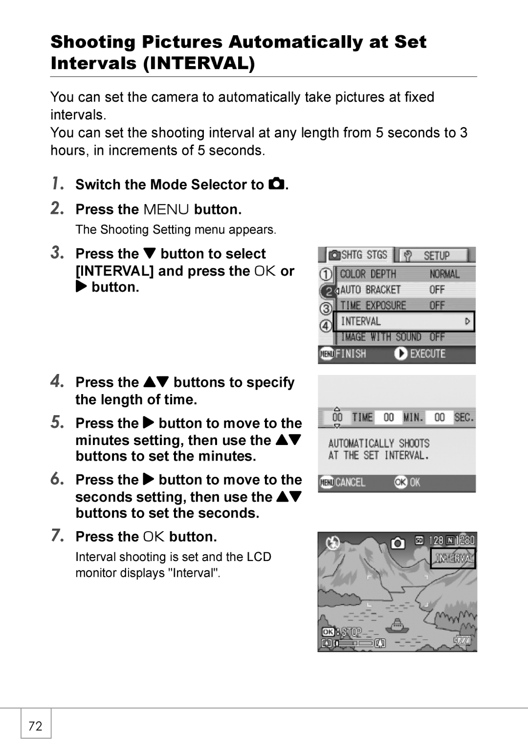 Ricoh Caplio R2 manual Shooting Pictures Automatically at Set Intervals Interval 