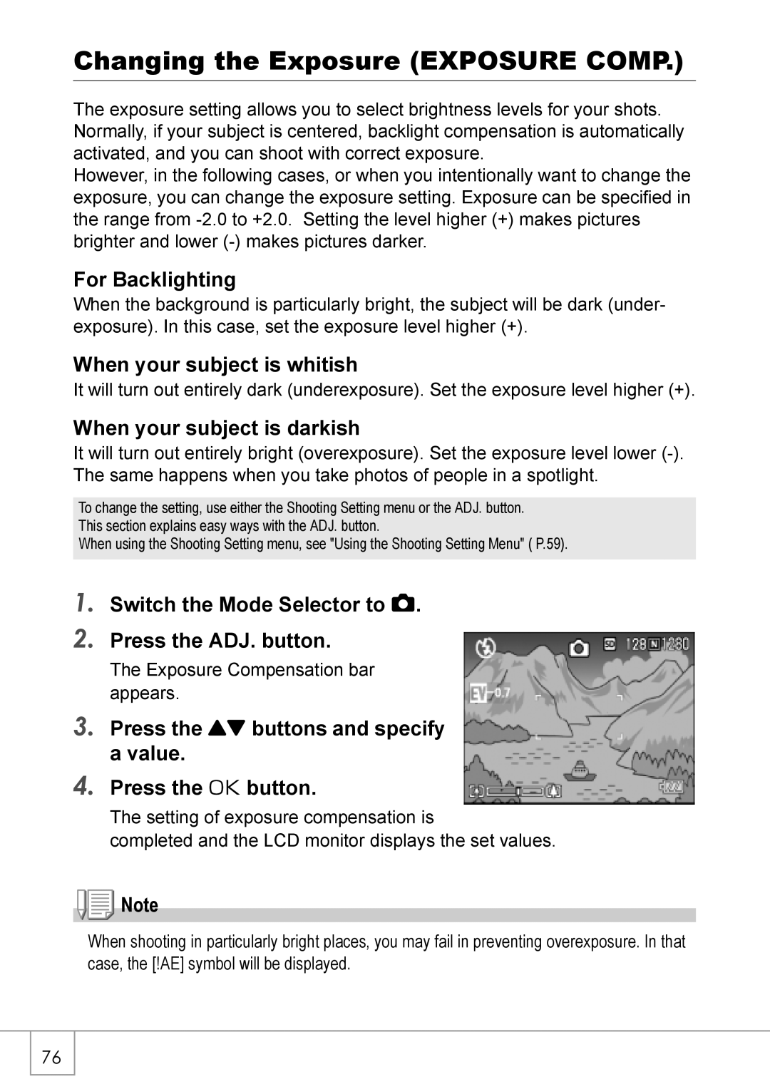 Ricoh Caplio R2 manual Changing the Exposure Exposure Comp 