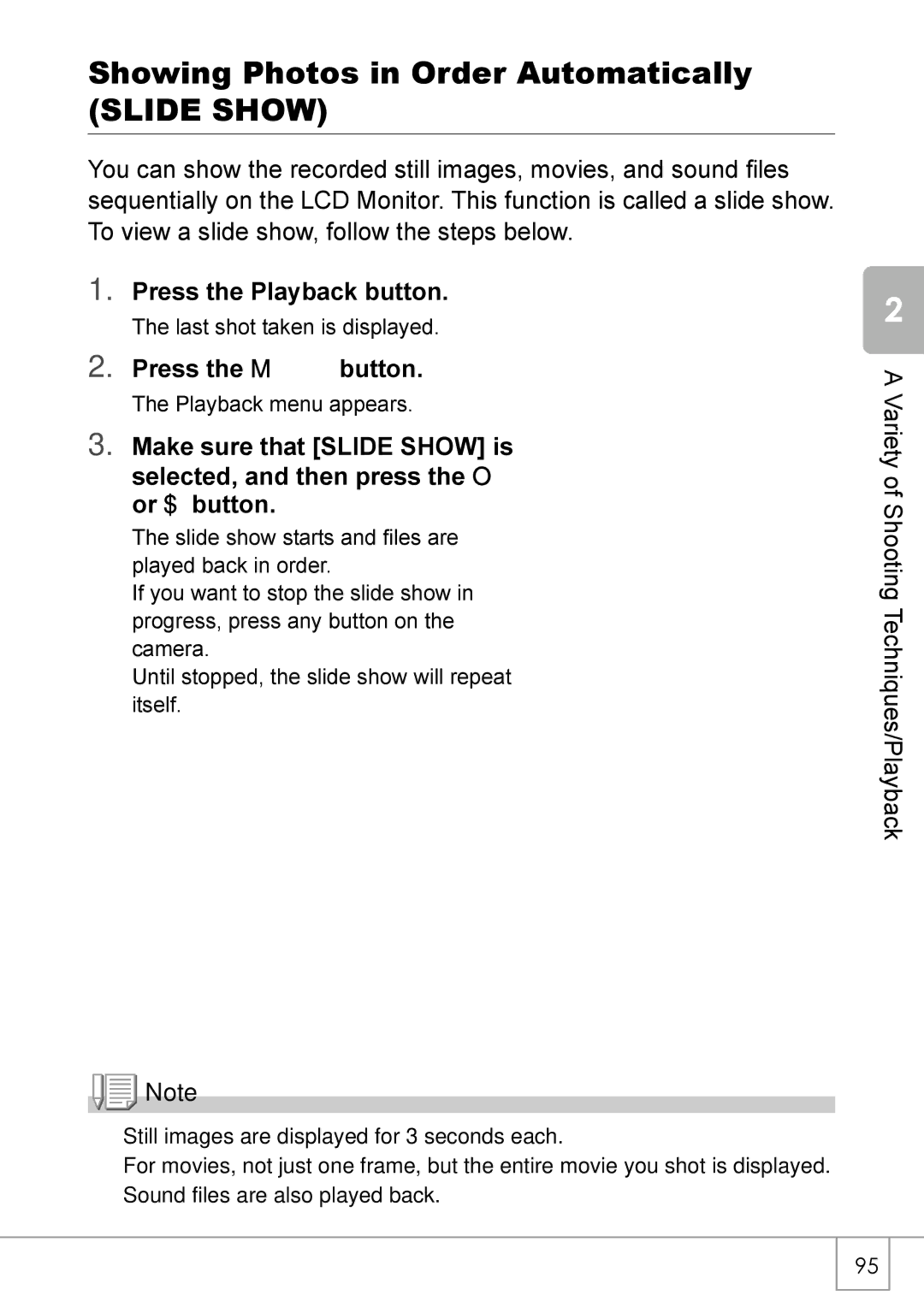 Ricoh Caplio R2 manual Showing Photos in Order Automatically, Slide Show 