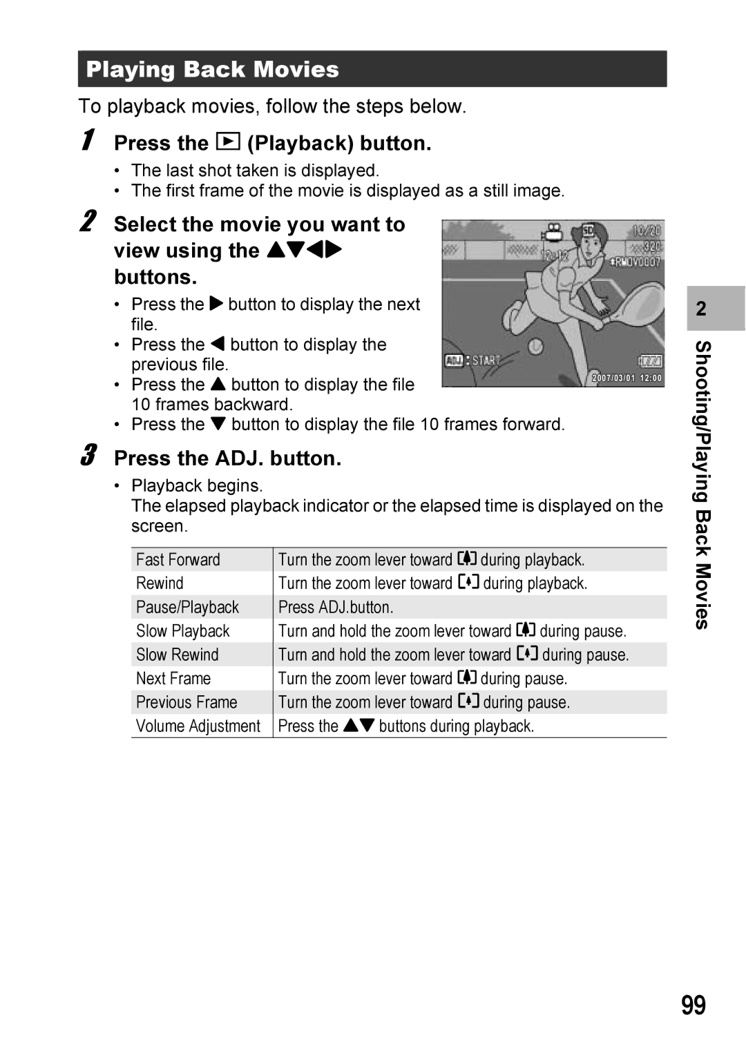 Ricoh Caplio R6 manual Playing Back Movies, Select the movie you want to view using the !#$ buttons 