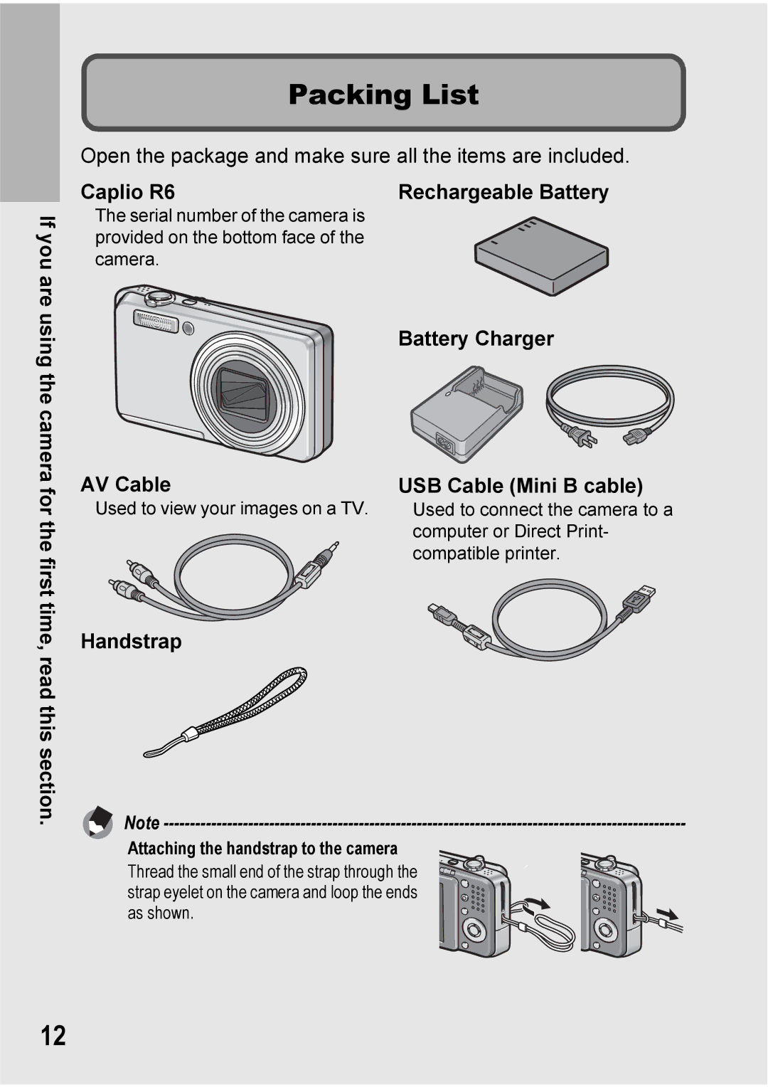 Ricoh manual Packing List, If you are, Caplio R6 Rechargeable Battery, AV Cable 