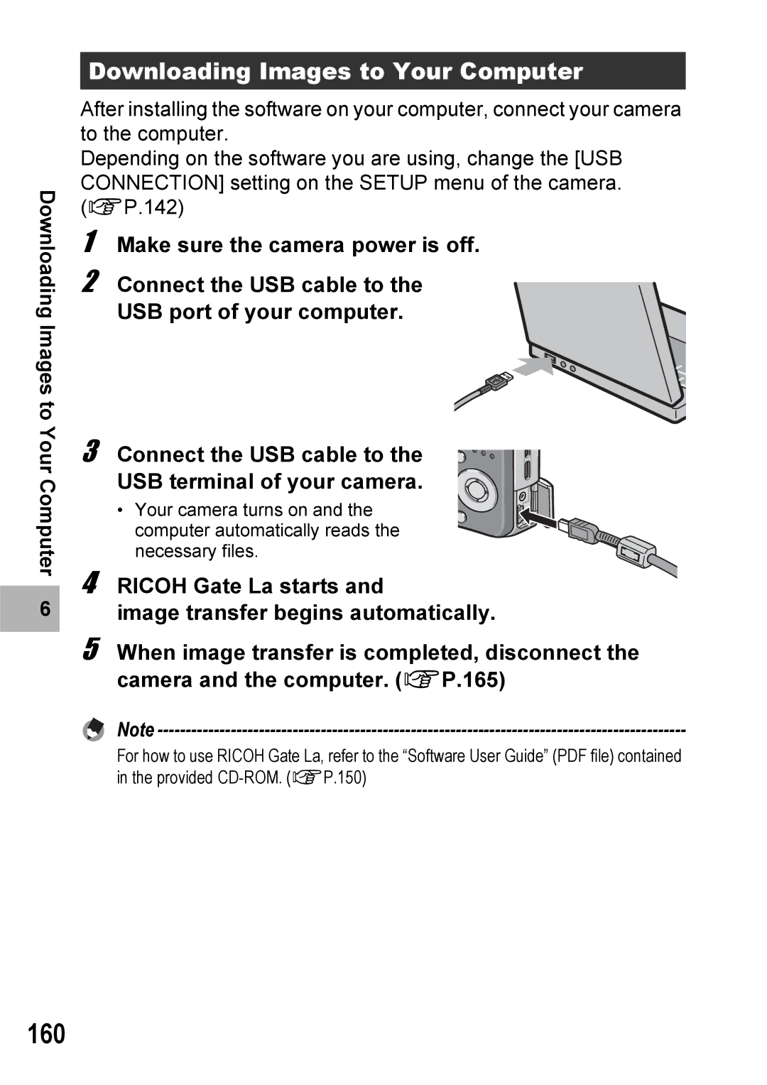 Ricoh Caplio R6 manual 160, Downloading Images to Your Computer 