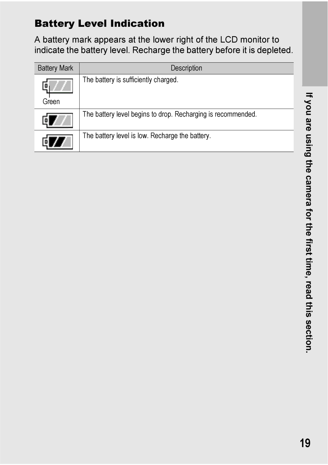 Ricoh Caplio R6 manual Battery Level Indication 