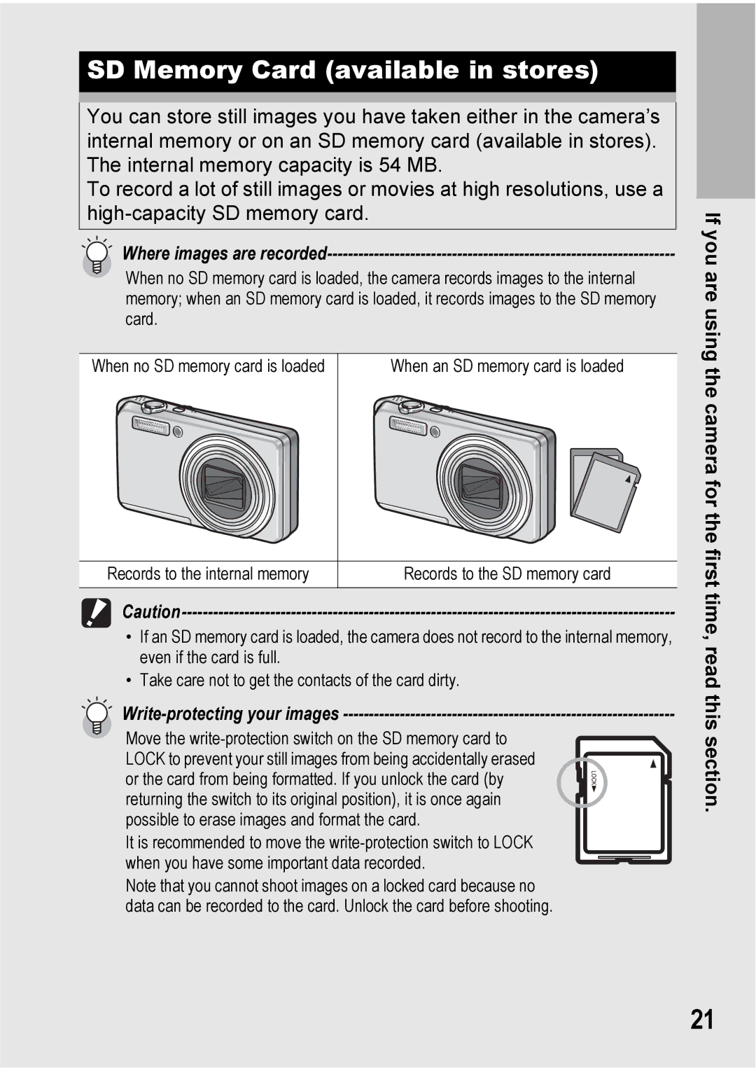 Ricoh Caplio R6 manual SD Memory Card available in stores, Where images are recorded 