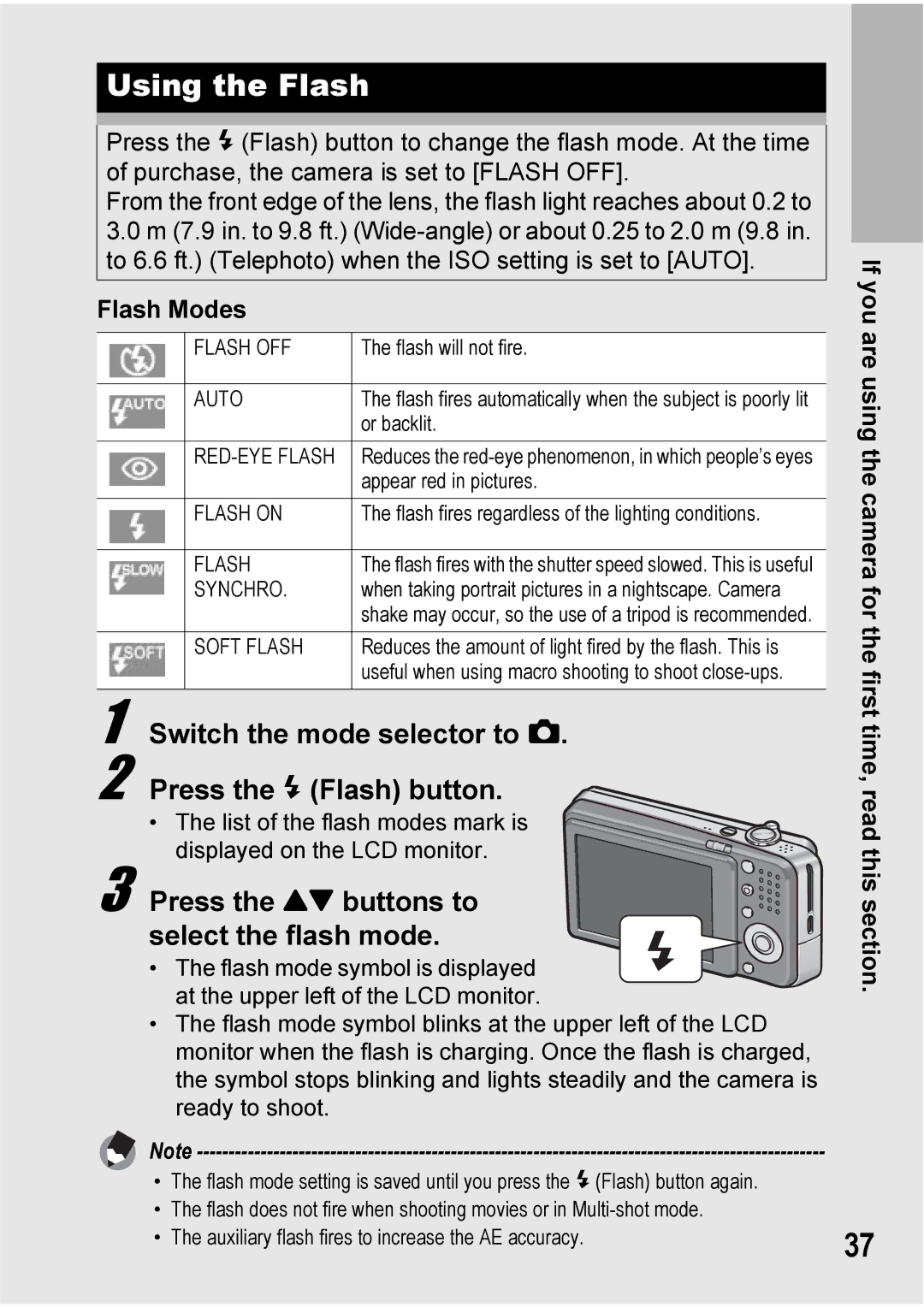 Ricoh Caplio R6 manual Using the Flash, Switch the mode selector to Press the F Flash button, Flash Modes 