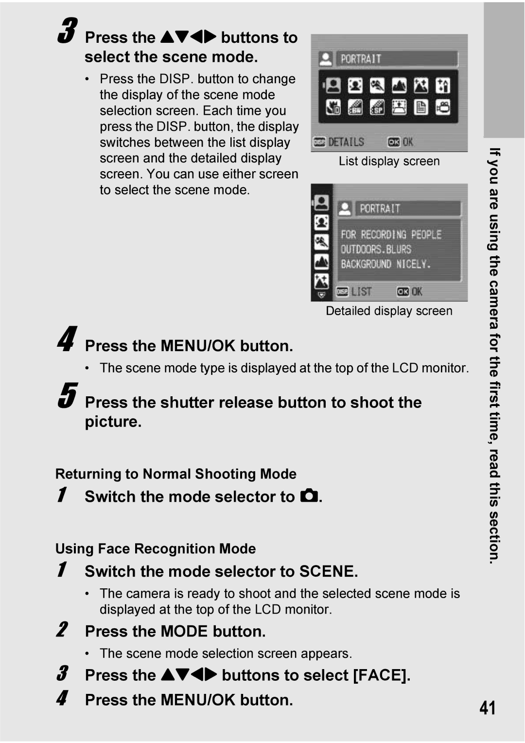 Ricoh Caplio R6 manual Press the !#$ buttons to select the scene mode, Switch the mode selector to Scene 