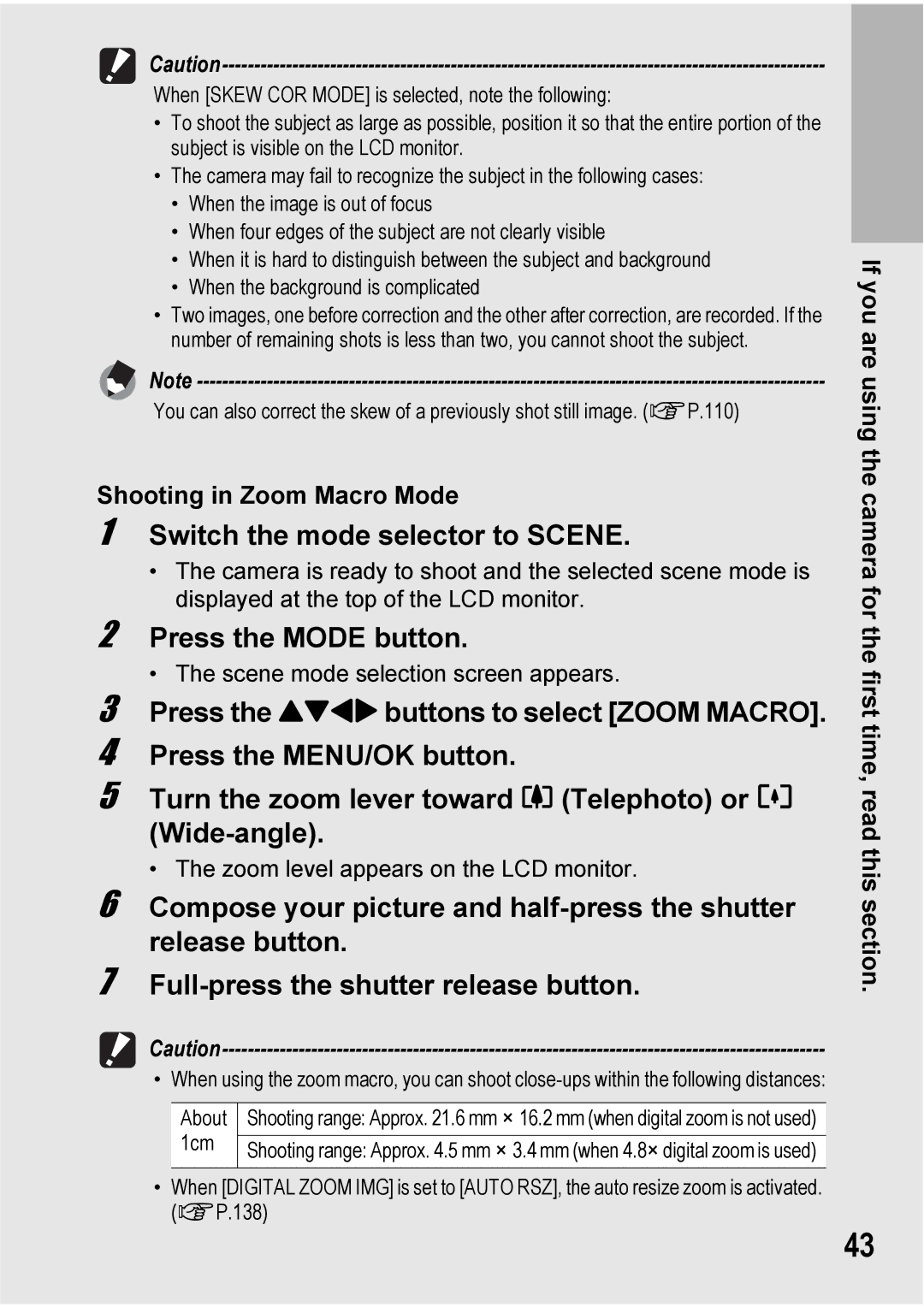 Ricoh Caplio R6 manual Shooting in Zoom Macro Mode 