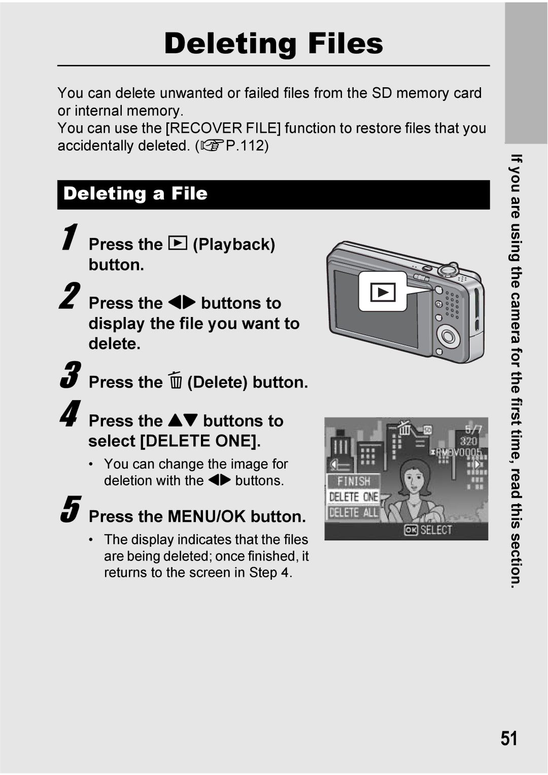 Ricoh Caplio R6 manual Deleting Files, Deleting a File 