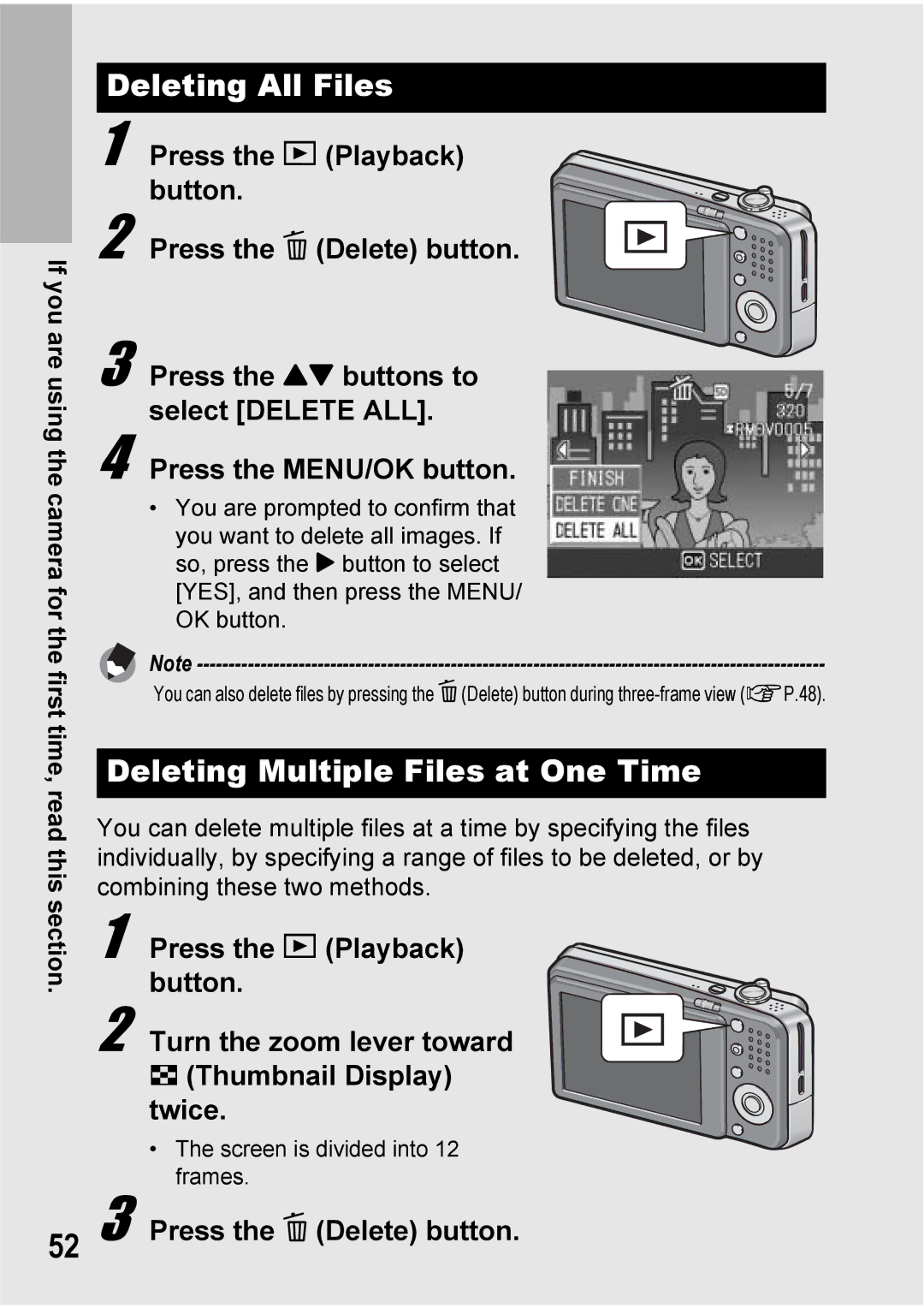 Ricoh Caplio R6 manual Deleting All Files, Deleting Multiple Files at One Time 