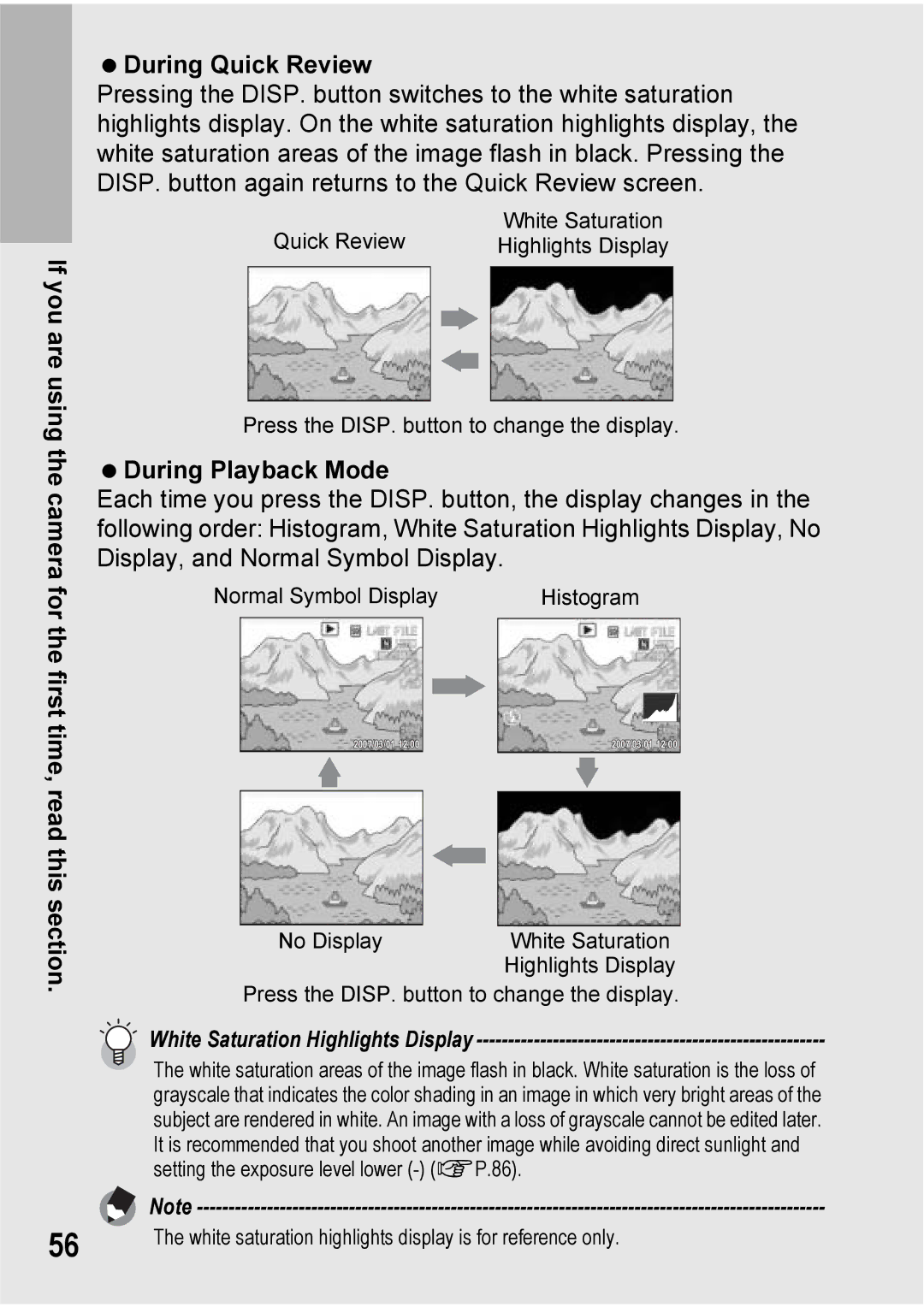 Ricoh Caplio R6 manual During Playback Mode, White Saturation Highlights Display 