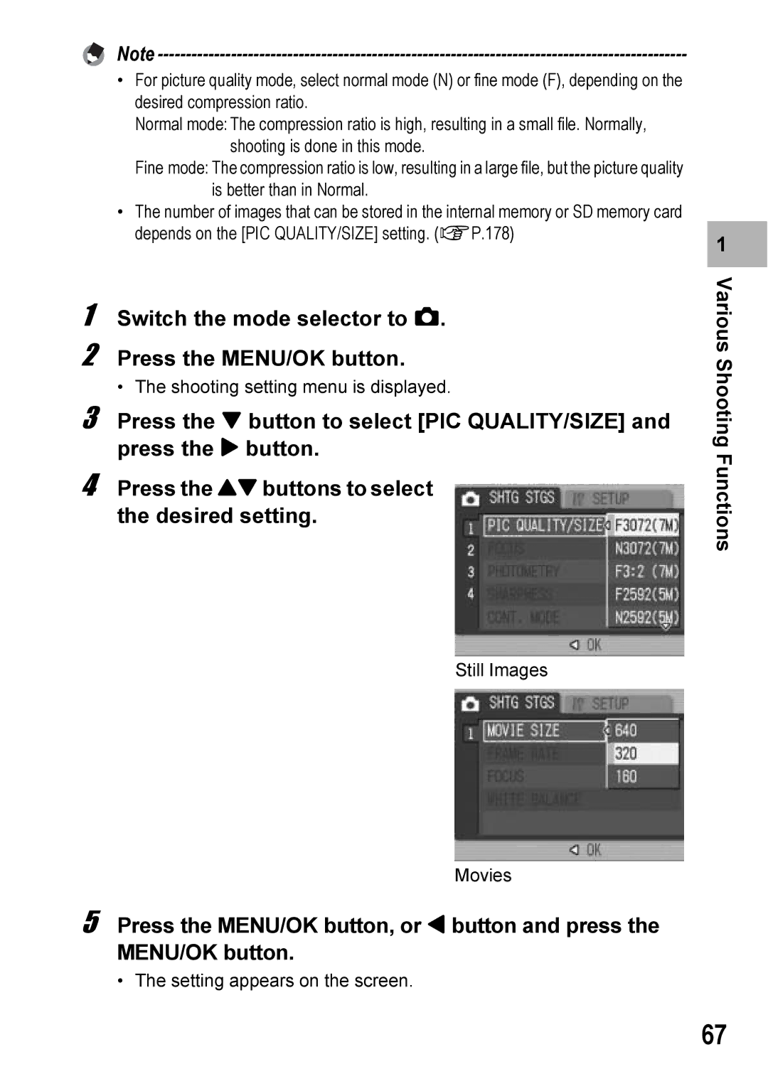 Ricoh Caplio R6 Switch the mode selector to Press the MENU/OK button, Press the MENU/OK button, or # button and press 