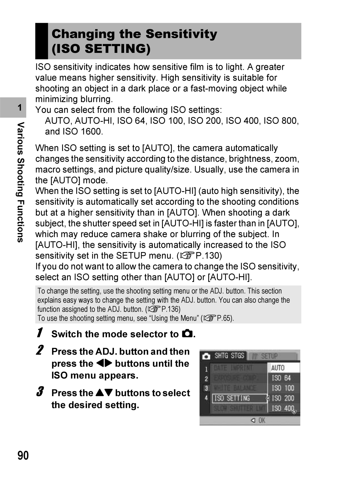 Ricoh Caplio R6 manual Changing the Sensitivity, ISO Setting 