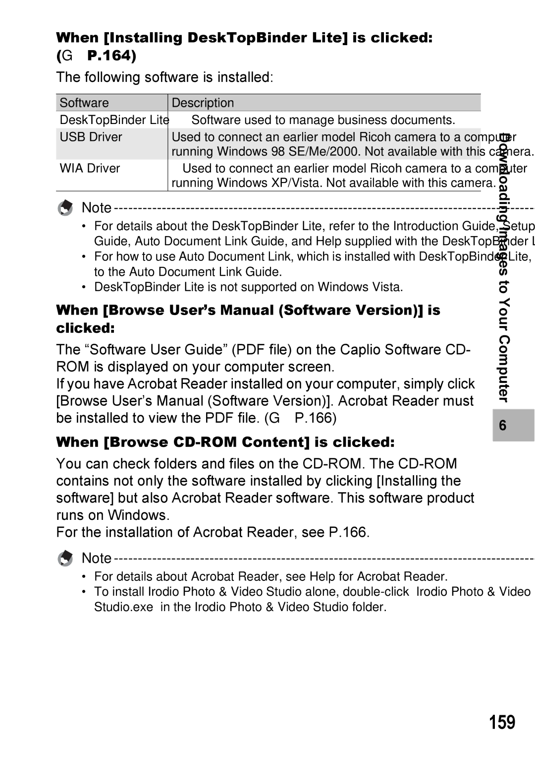 Ricoh Caplio R7 manual 159, When Installing DeskTopBinder Lite is clicked GP.164 