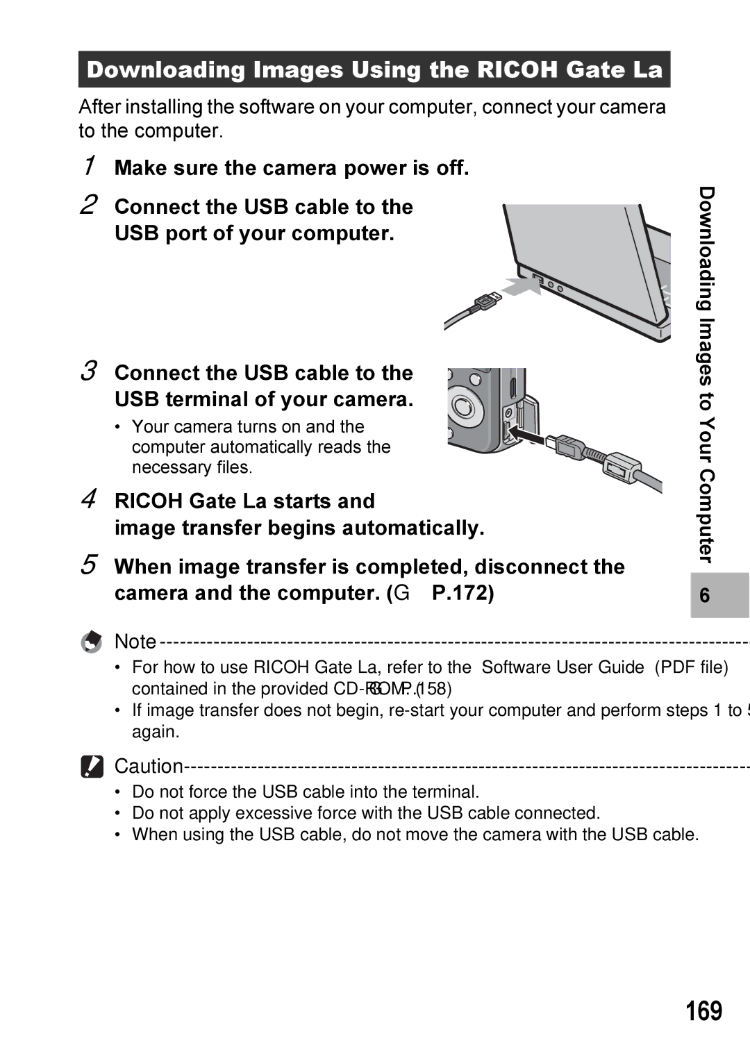 Ricoh Caplio R7 manual 169, Downloading Images Using the Ricoh Gate La 