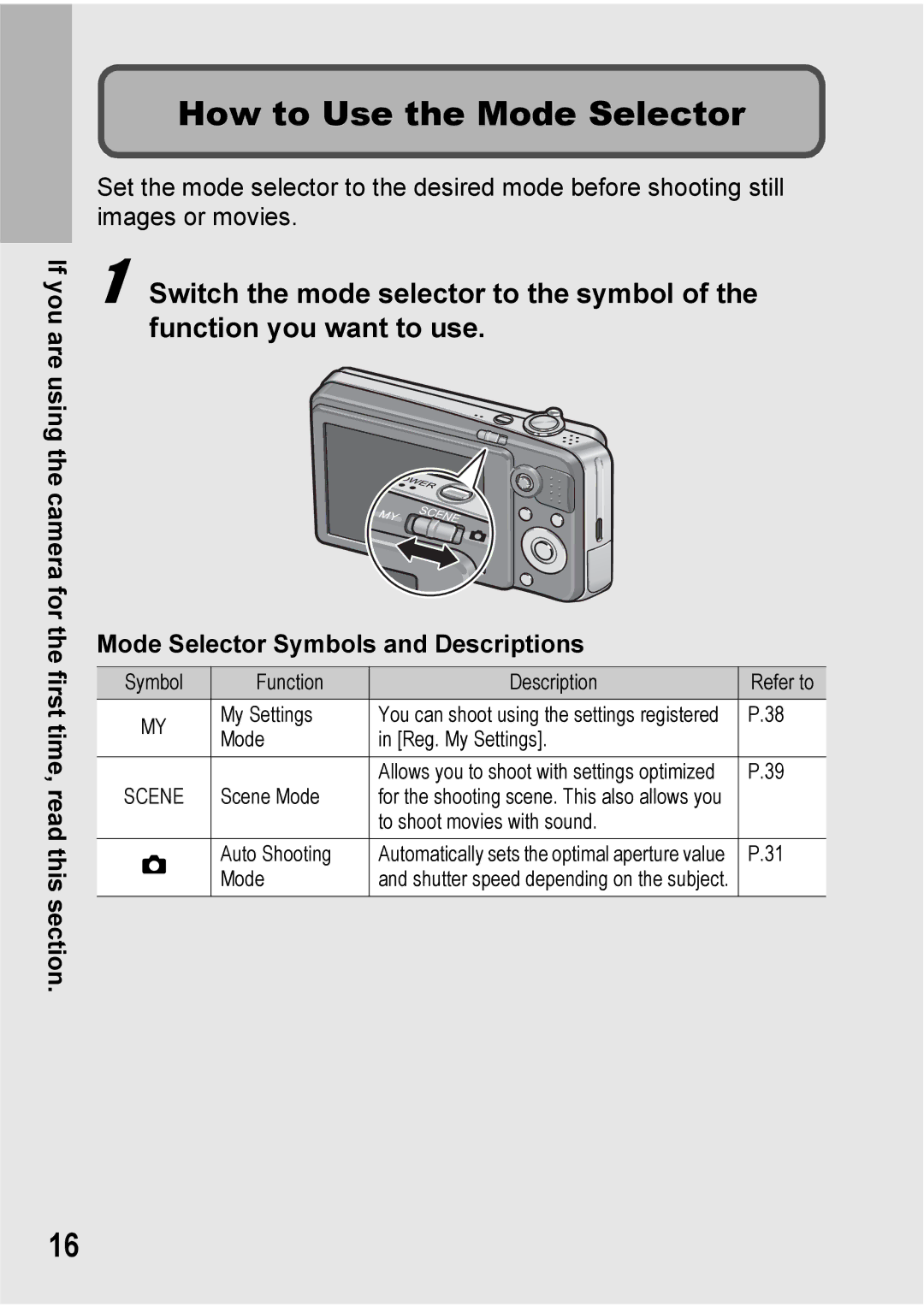 Ricoh Caplio R7 manual How to Use the Mode Selector, Mode Selector Symbols and Descriptions 