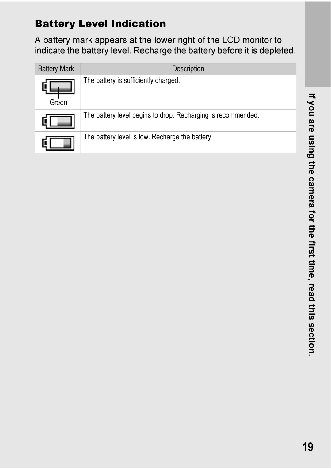 Ricoh Caplio R7 manual Battery Level Indication 