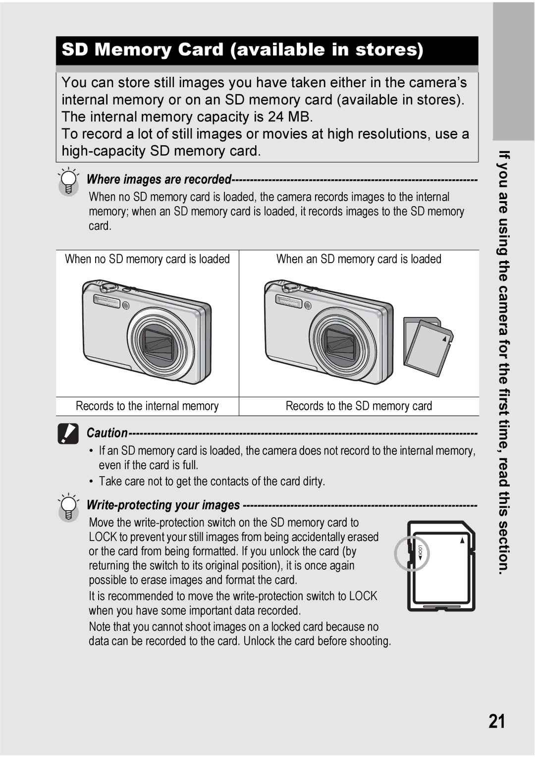 Ricoh Caplio R7 manual SD Memory Card available in stores, Where images are recorded 