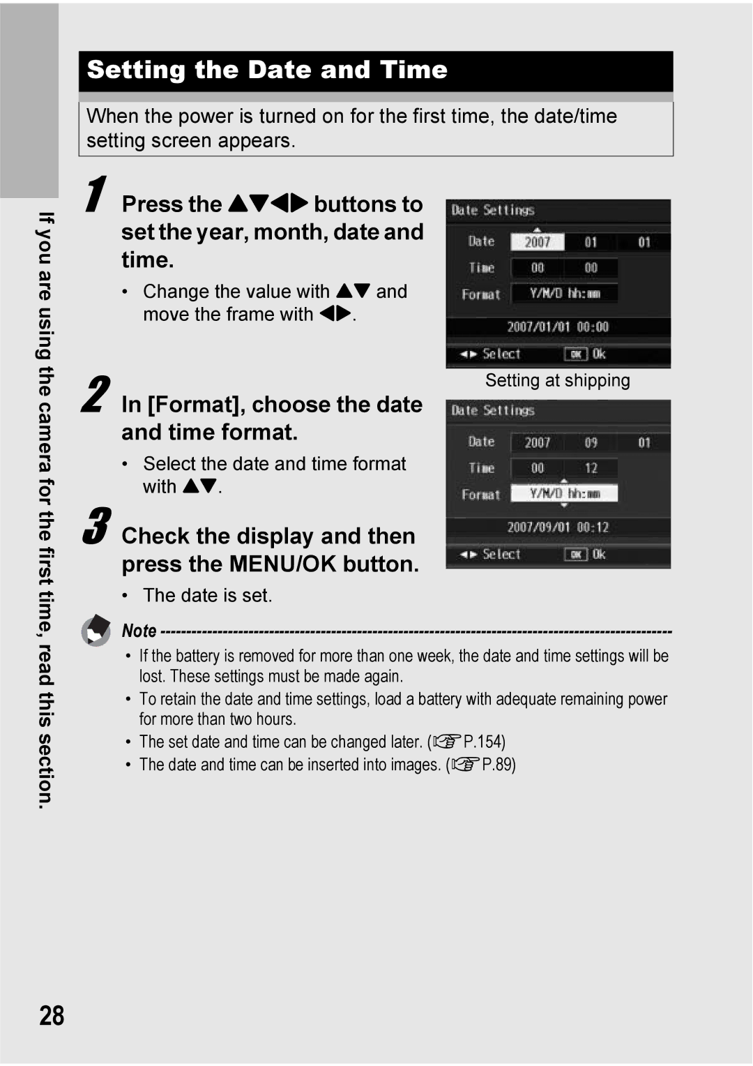 Ricoh Caplio R7 manual Setting the Date and Time 