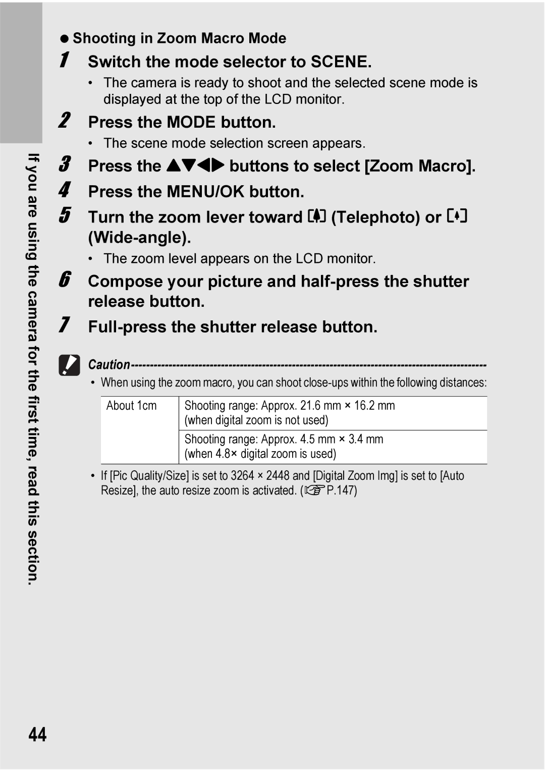 Ricoh Caplio R7 manual Zoom level appears on the LCD monitor 