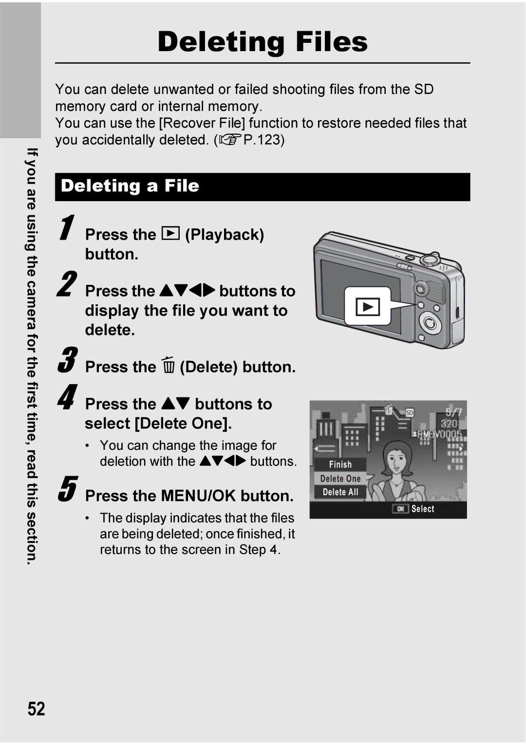 Ricoh Caplio R7 manual Deleting Files, Deleting a File 