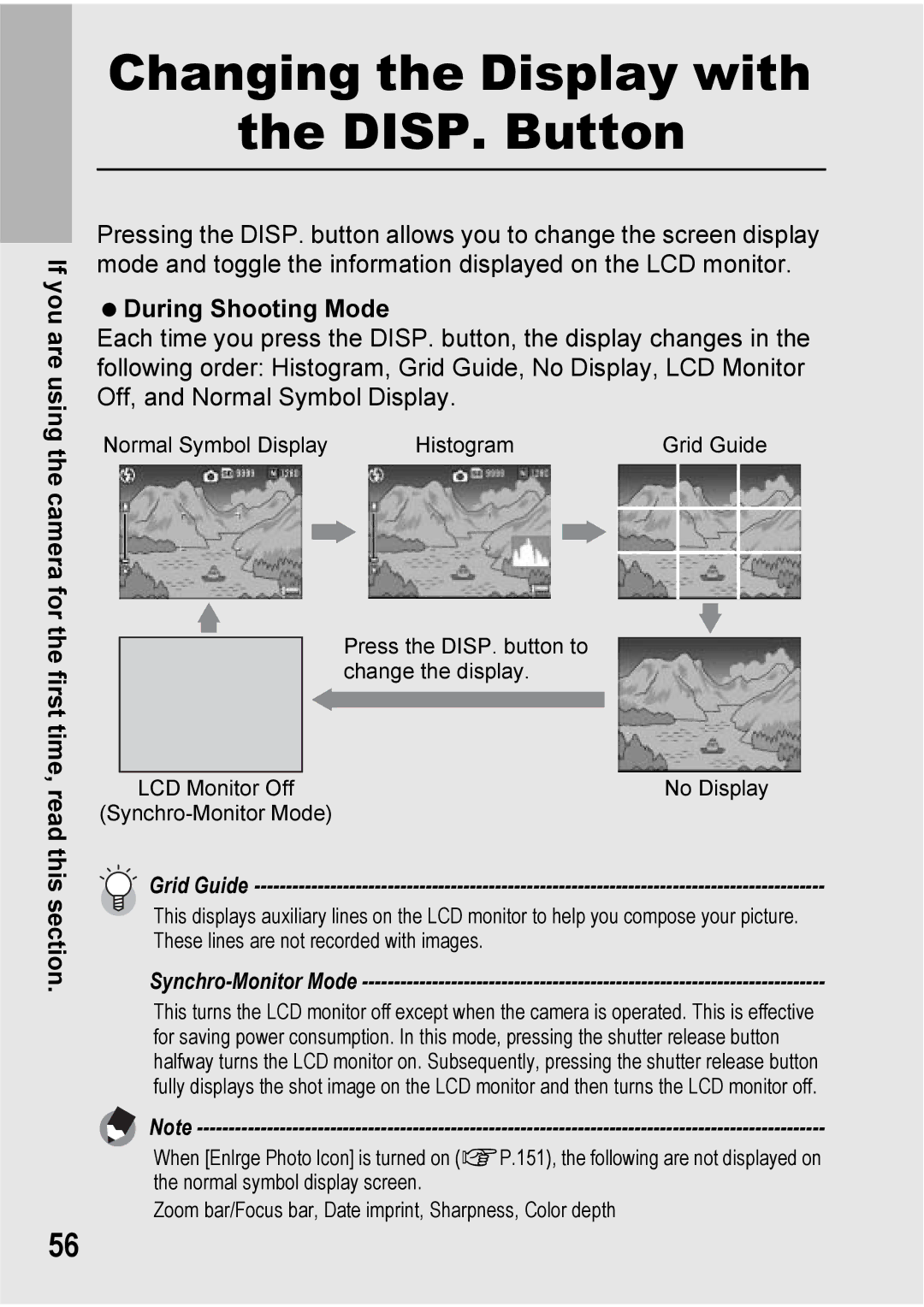 Ricoh Caplio R7 manual Changing the Display with DISP. Button, During Shooting Mode 