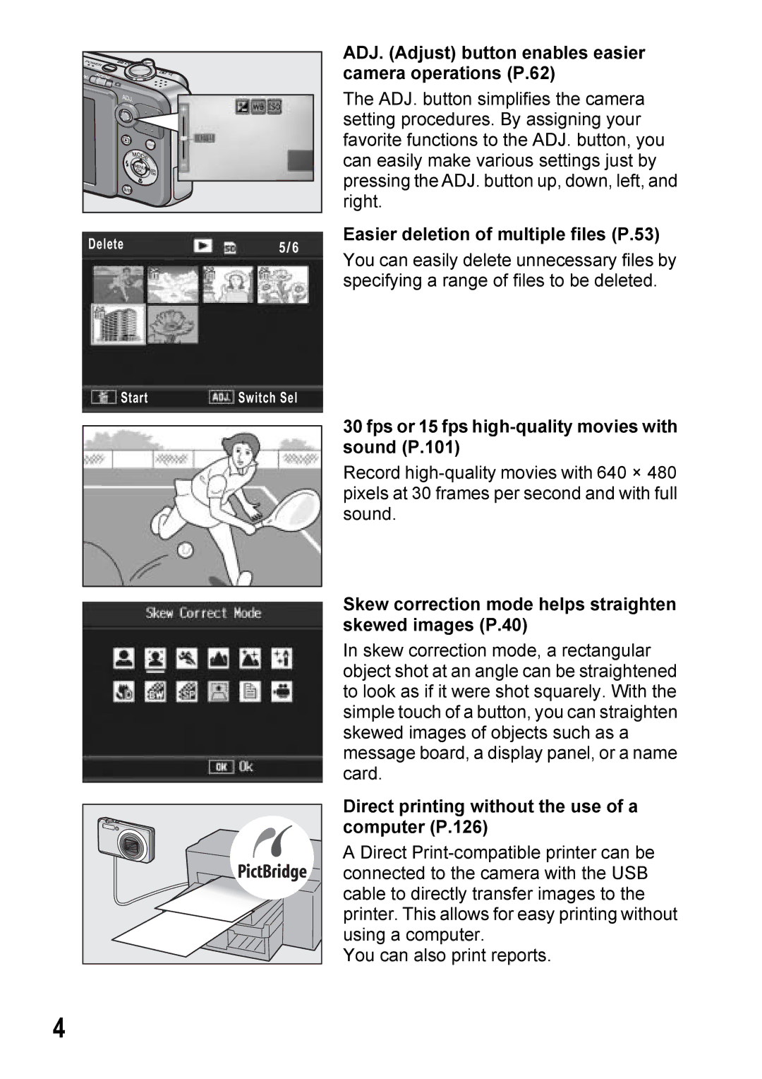 Ricoh Caplio R7 manual ADJ. Adjust button enables easier camera operations P.62 