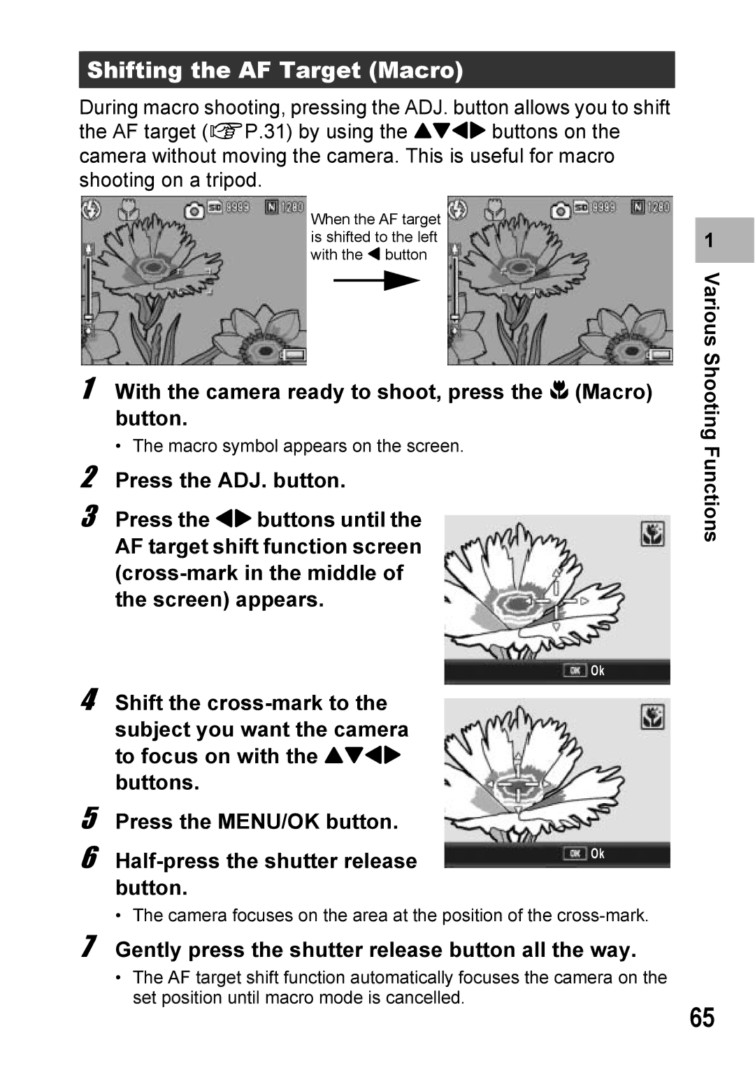 Ricoh Caplio R7 manual Various Shooting Functions 