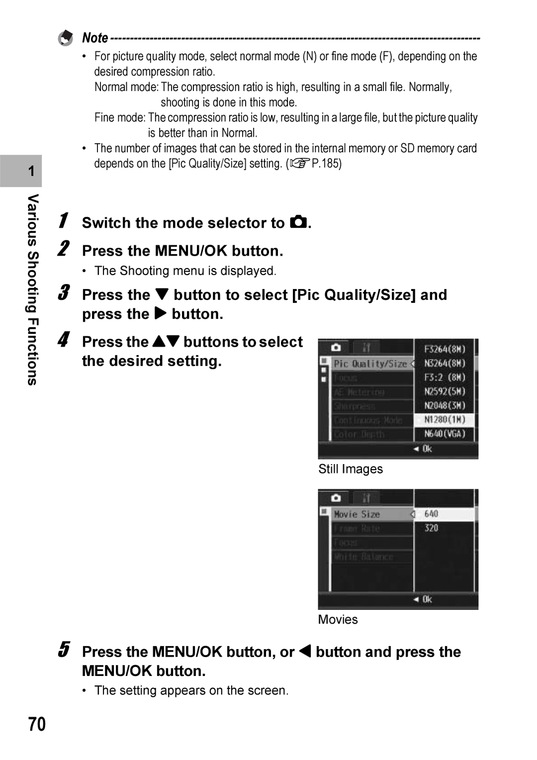 Ricoh Caplio R7 Switch the mode selector to Press the MENU/OK button, Press the MENU/OK button, or # button and press 