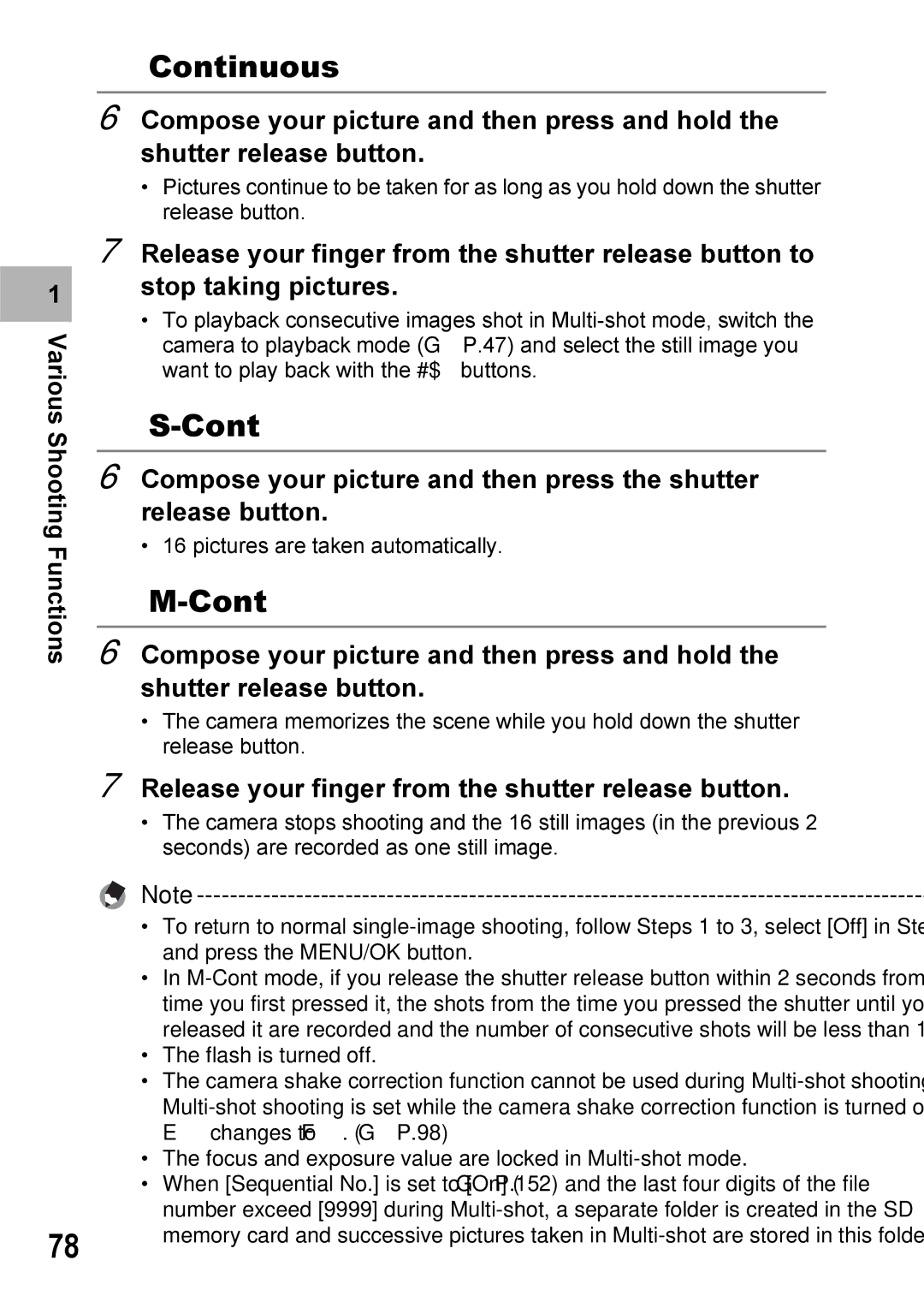 Ricoh Caplio R7 manual Continuous, Release your finger from the shutter release button 