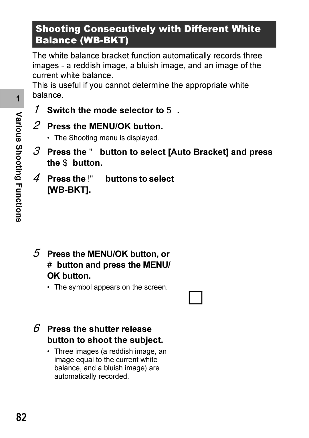 Ricoh Caplio R7 manual Shooting Consecutively with Different White Balance WB-BKT 