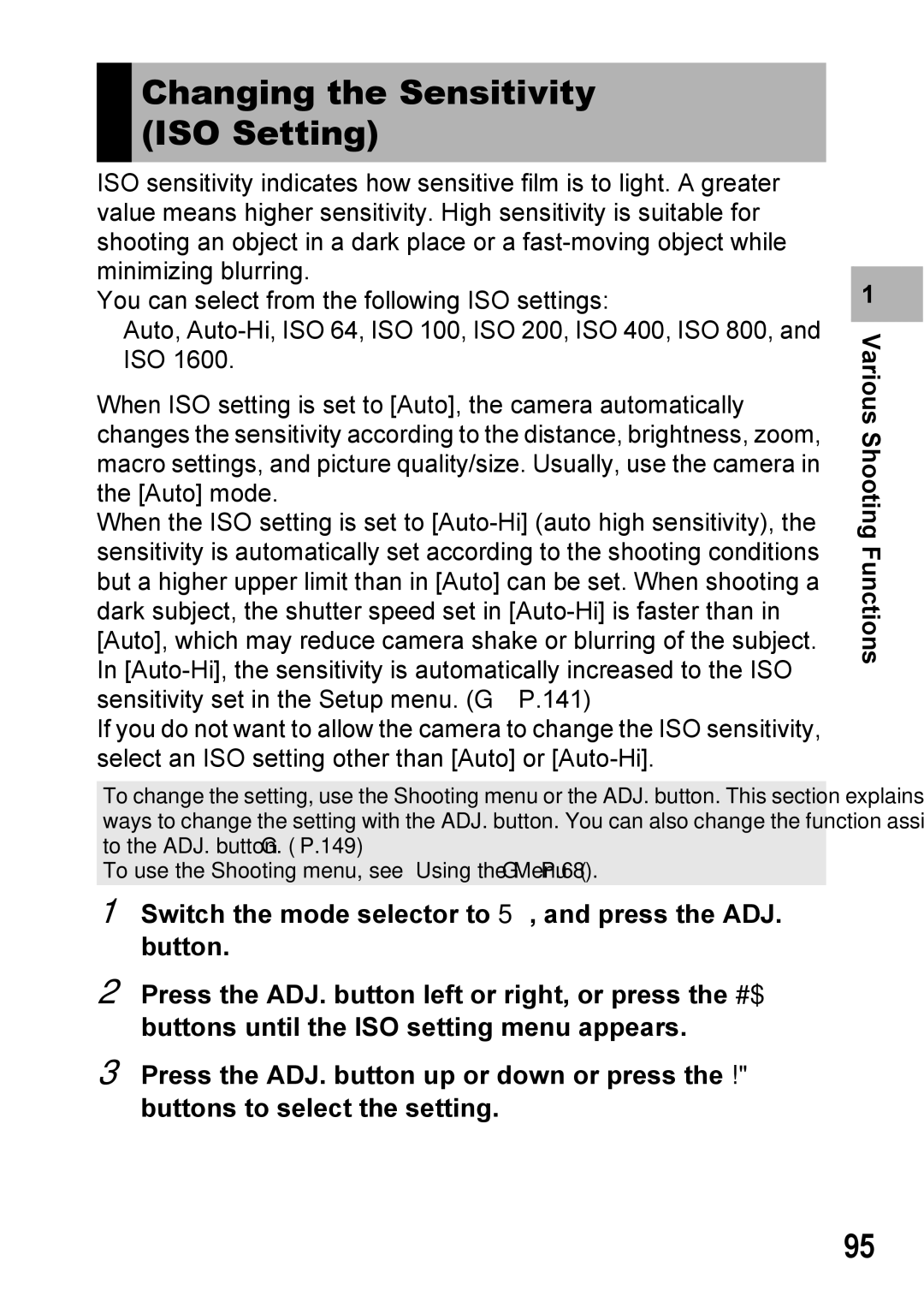 Ricoh Caplio R7 manual Changing the Sensitivity ISO Setting 