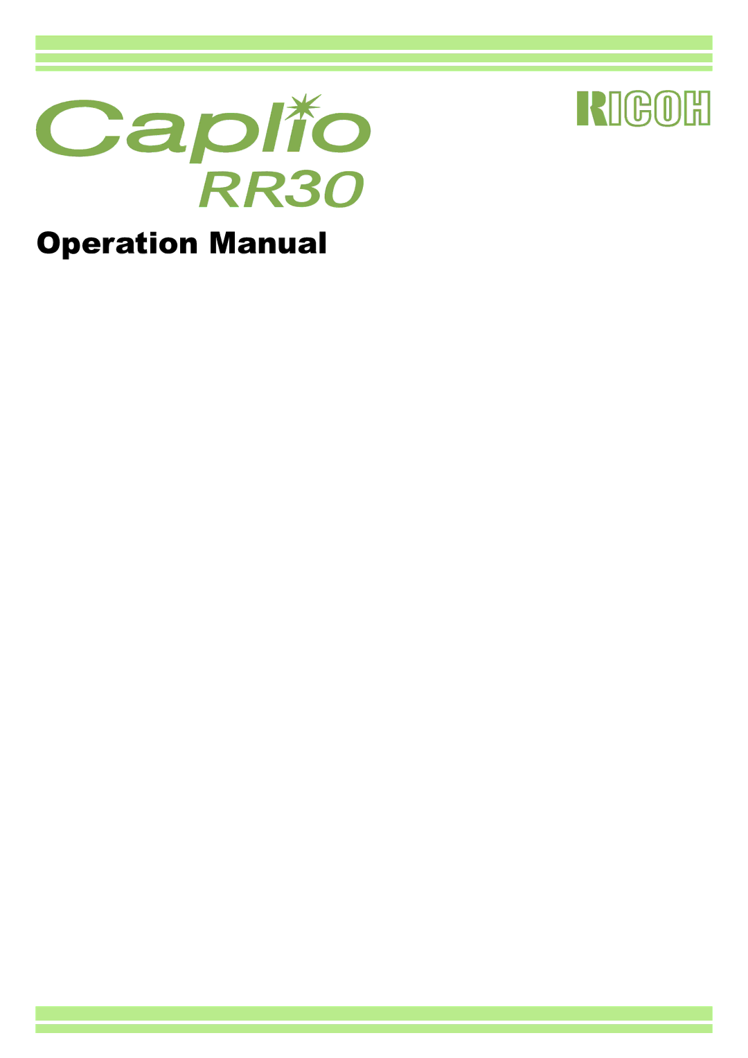 Ricoh Caplio RR30 operation manual 