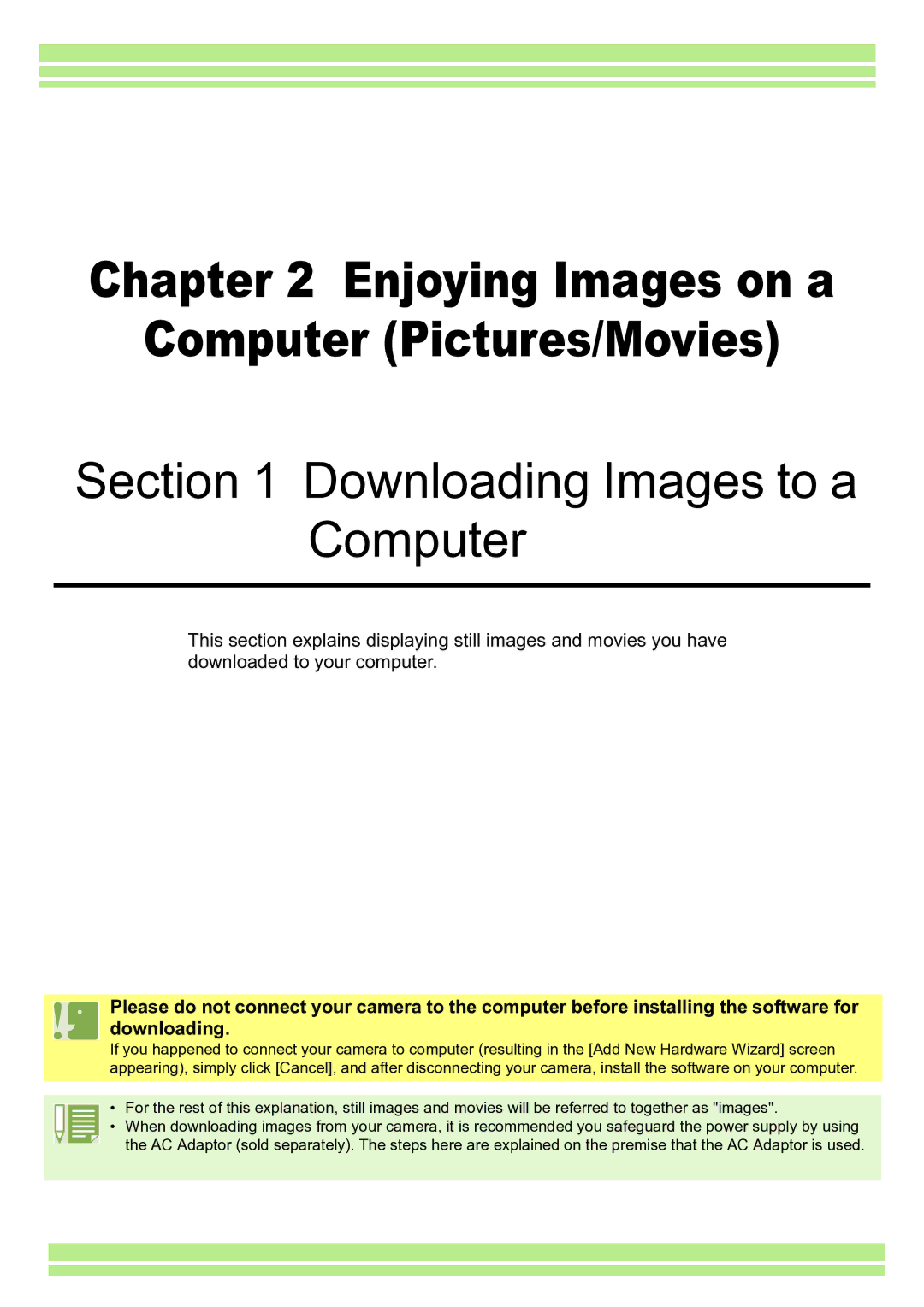 Ricoh Caplio RR30 operation manual Computer Pictures/Movies 